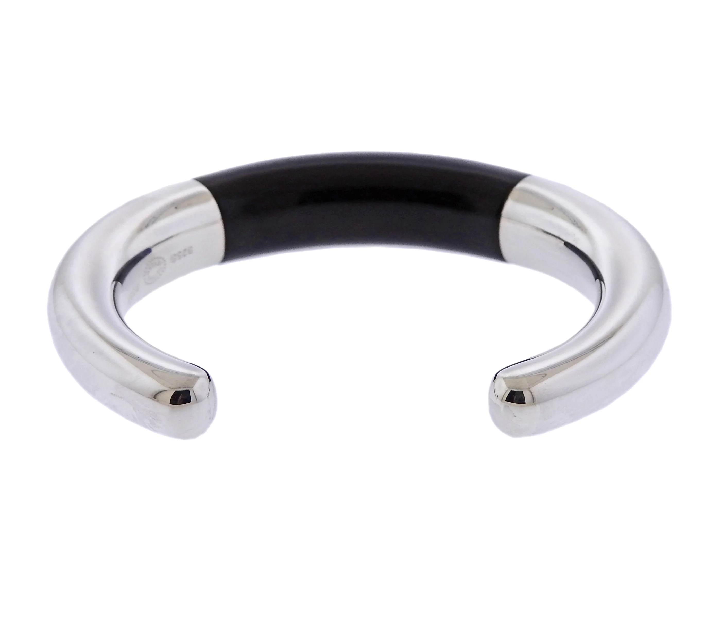 Georg Jensen Aura Sterling Silver Ebony Cuff Bracelet - Replica Luxury Handbag Store