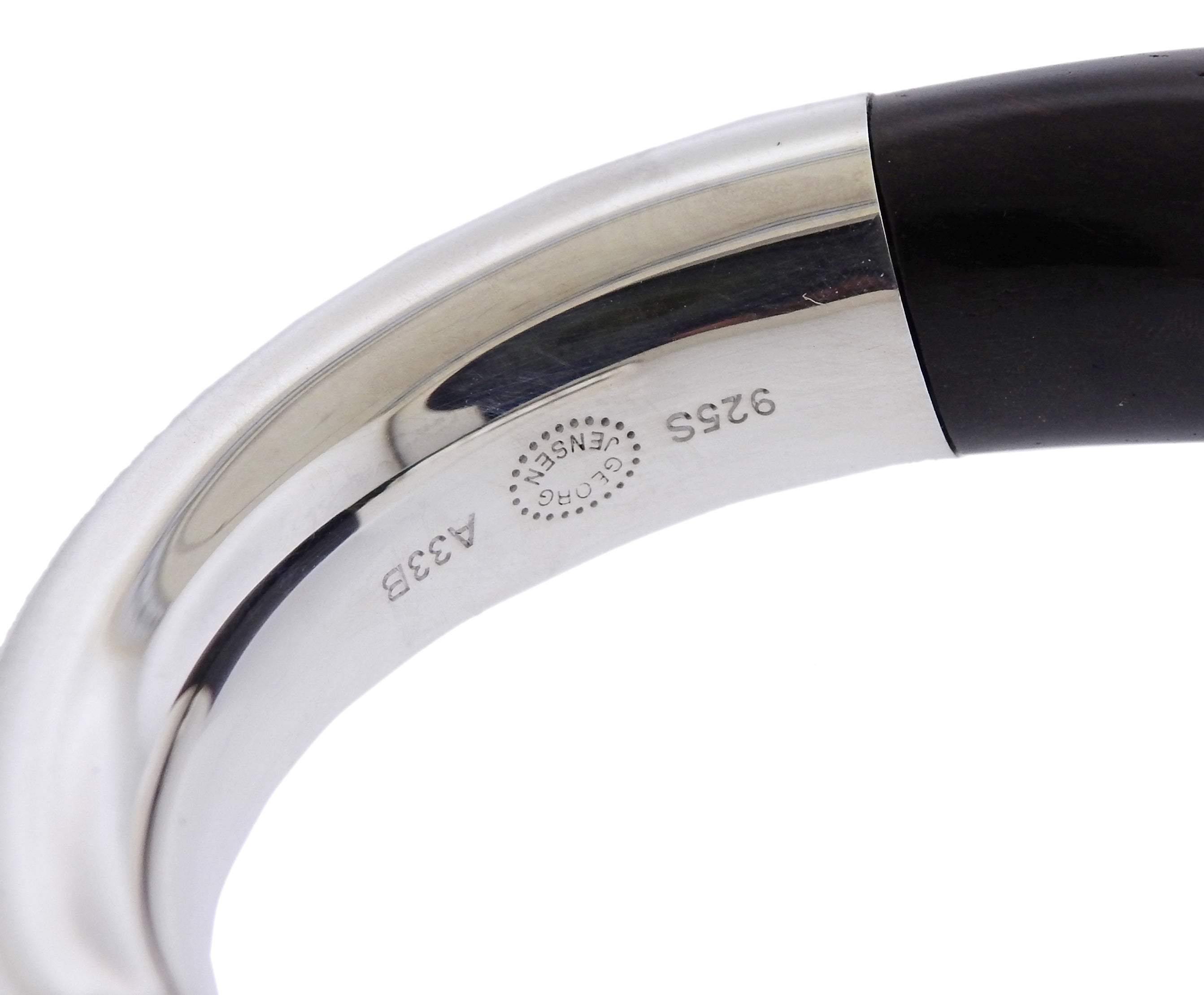 Georg Jensen Aura Sterling Silver Ebony Cuff Bracelet - Replica Luxury Handbag Store
