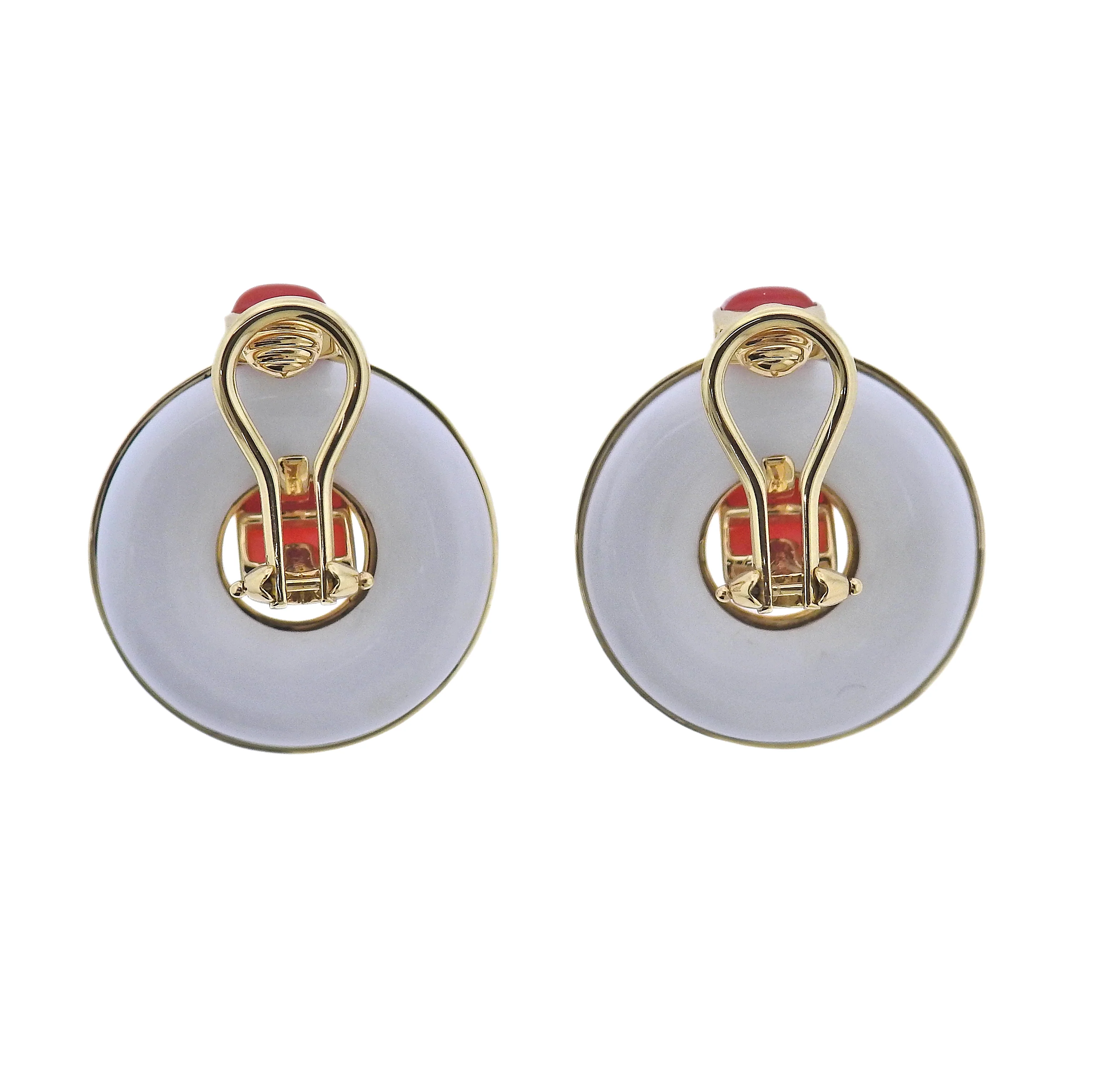 Seaman Schepps Giro Reversible Ceramic Coral Gold Doorknocker Earrings