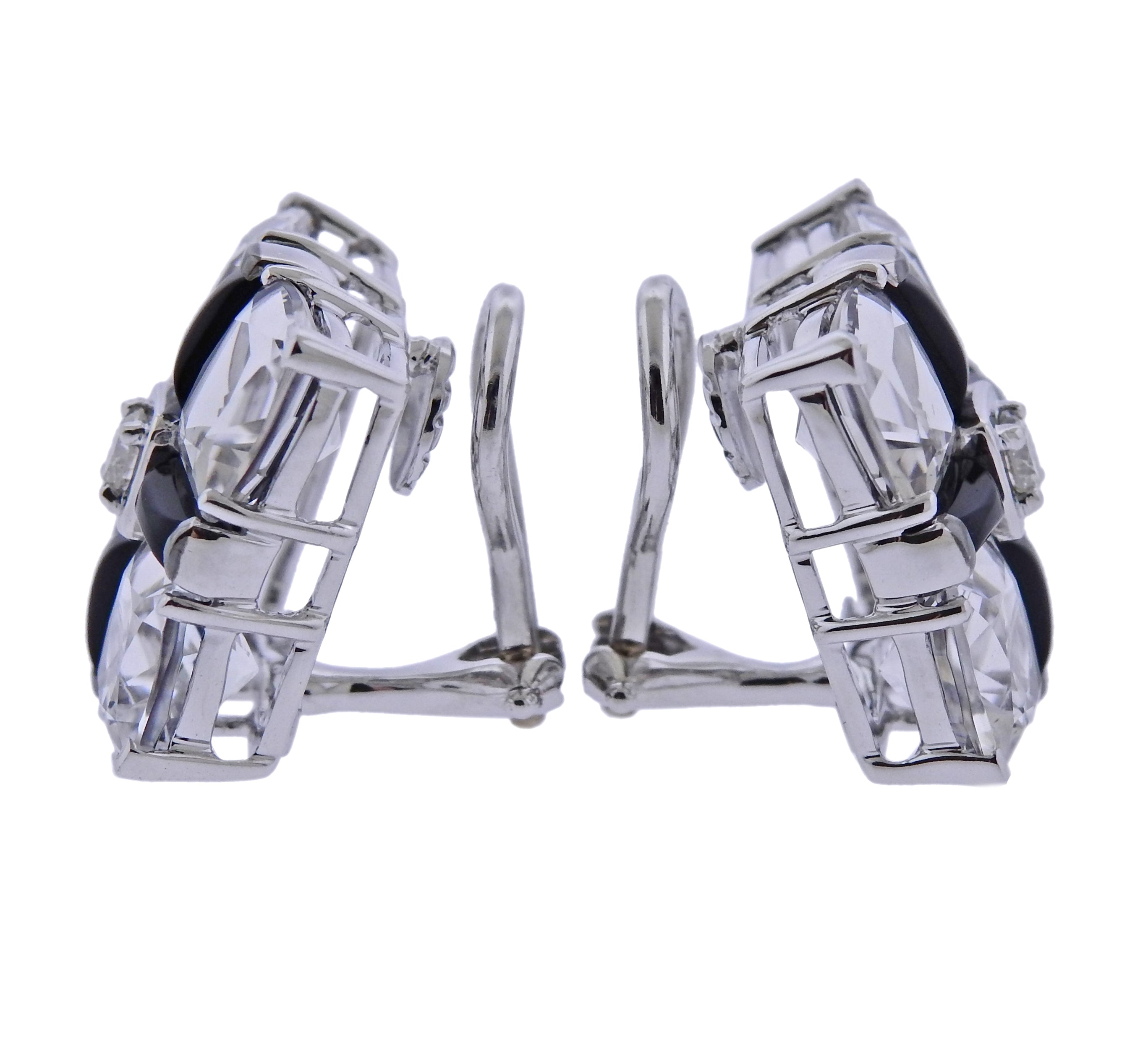 Seaman Schepps Diamond Crystal Onyx Gold Quad Earrings - Replica Luxury Handbag Store