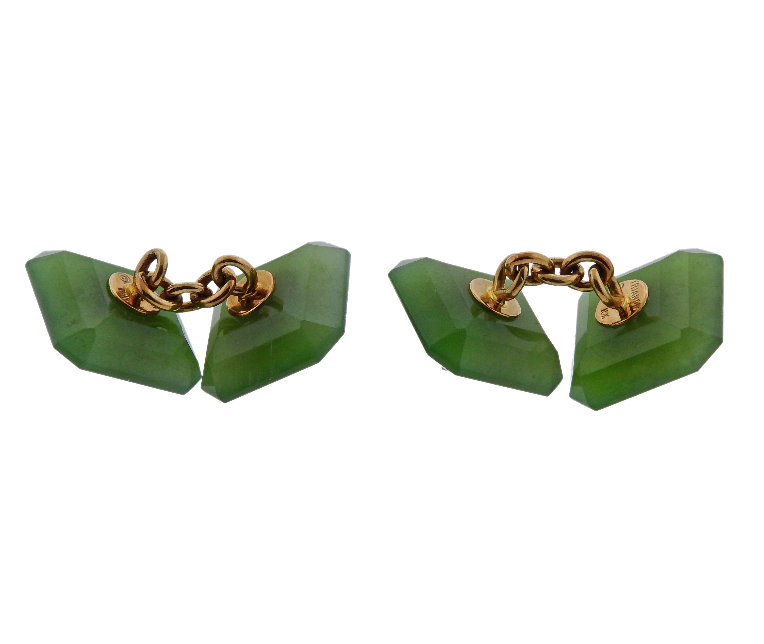 Trianon Nephrite Ruby Gold Cufflinks Stud Set - Replica Luxury Handbag Store