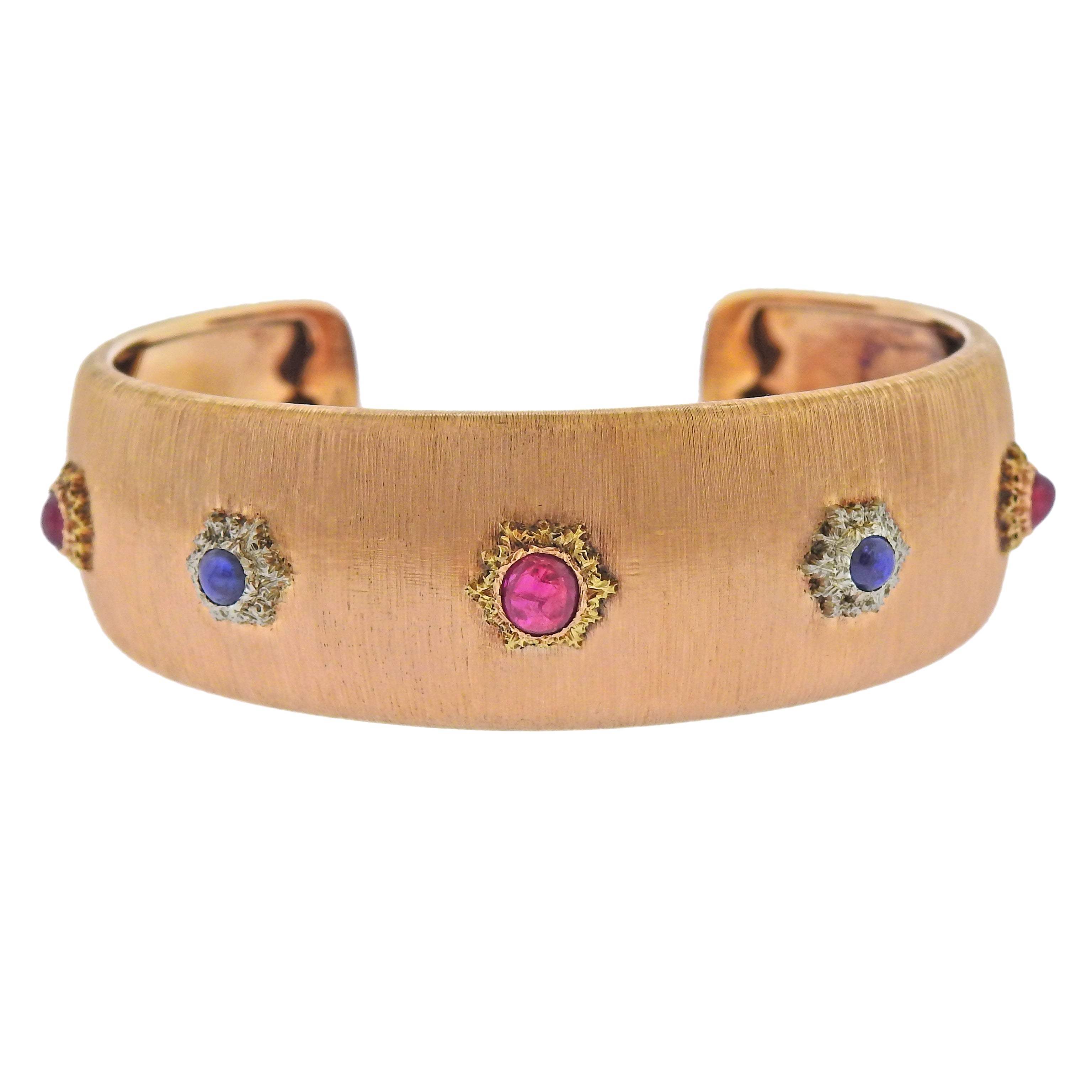 Mario Buccellati Sapphire Ruby Gold Classic Bracelet - Replica Luxury Handbag Store