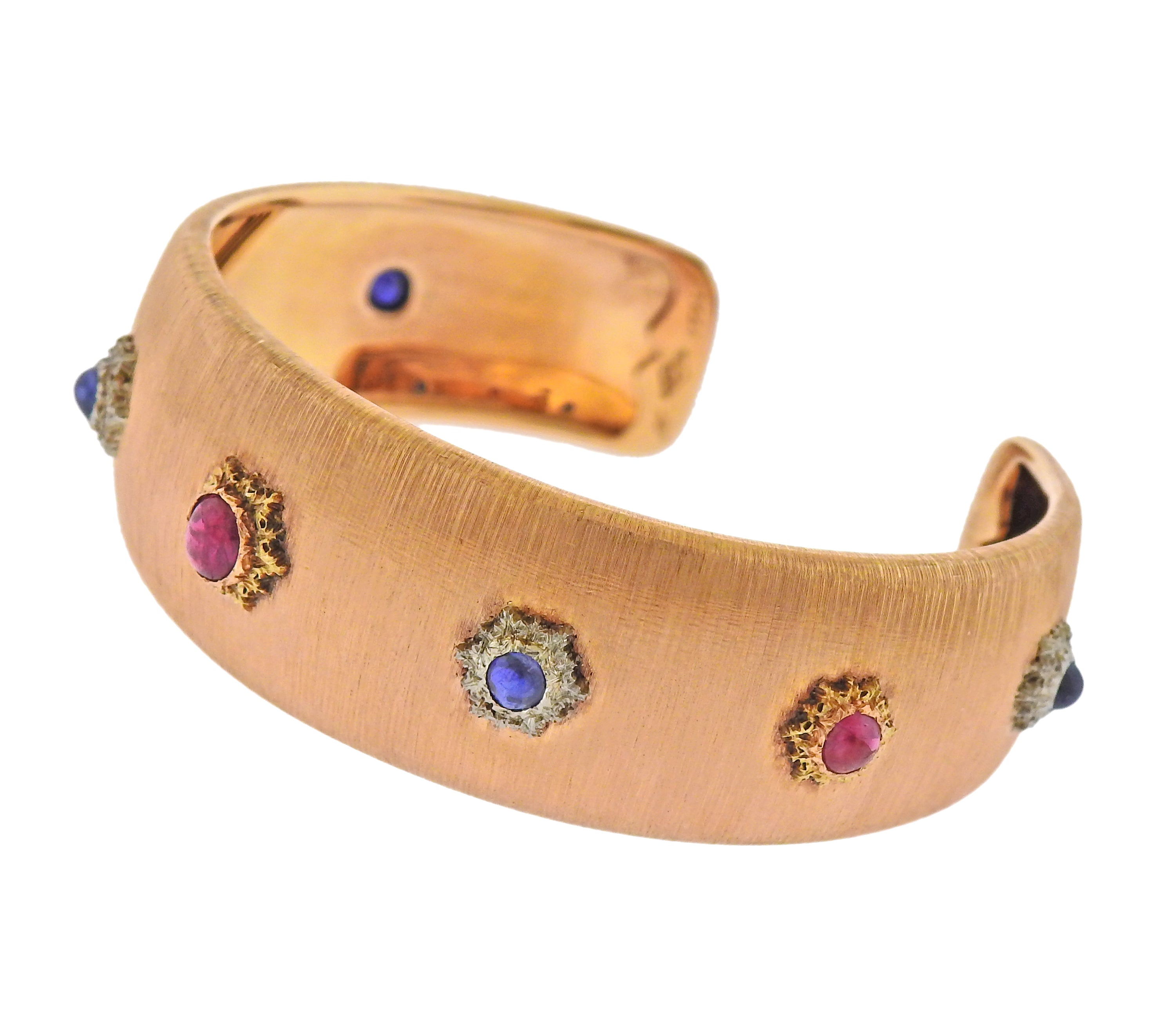 Mario Buccellati Sapphire Ruby Gold Classic Bracelet - Replica Luxury Handbag Store