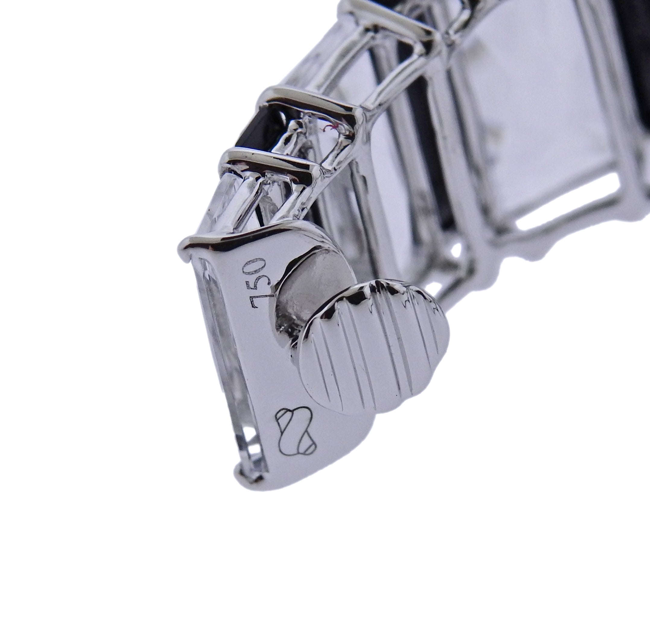 Seaman Schepps Crystal Onyx Gold Baguette Hoop Earrings - Replica Luxury Handbag Store
