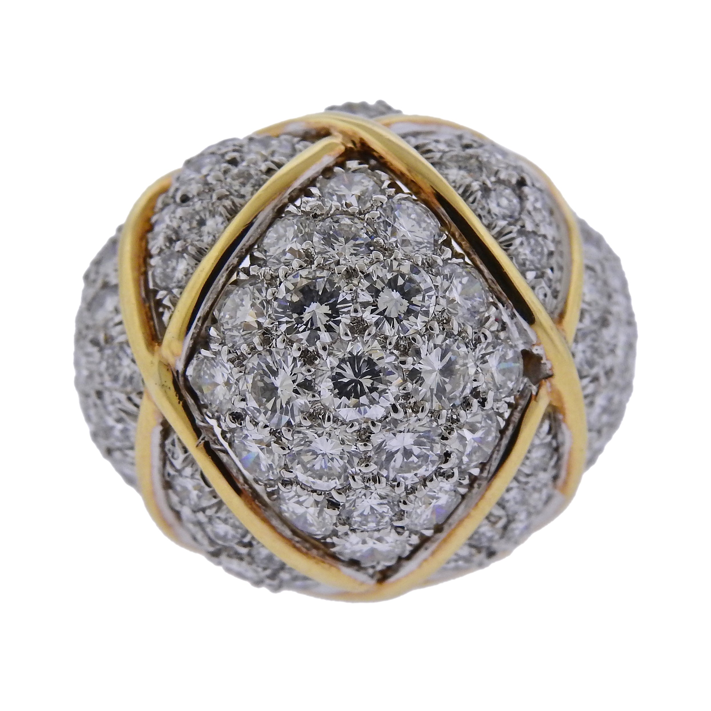 David Webb Diamond Gold Platinum Dome Ring - Replica Luxury Handbag Store
