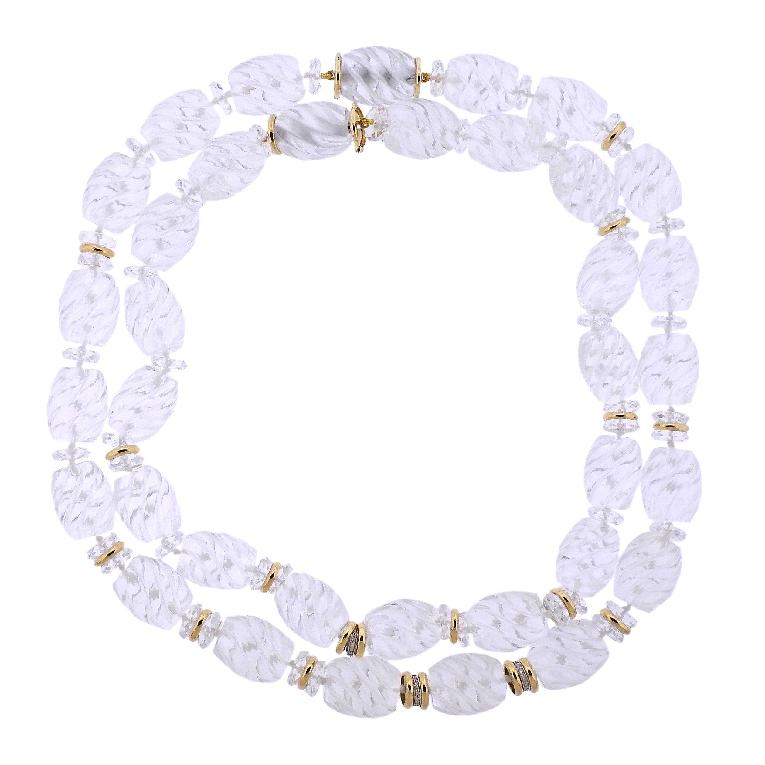 Seaman Schepps Torchon Carved Crystal Diamond Gold Necklace Suite - Replica Luxury Handbag Store
