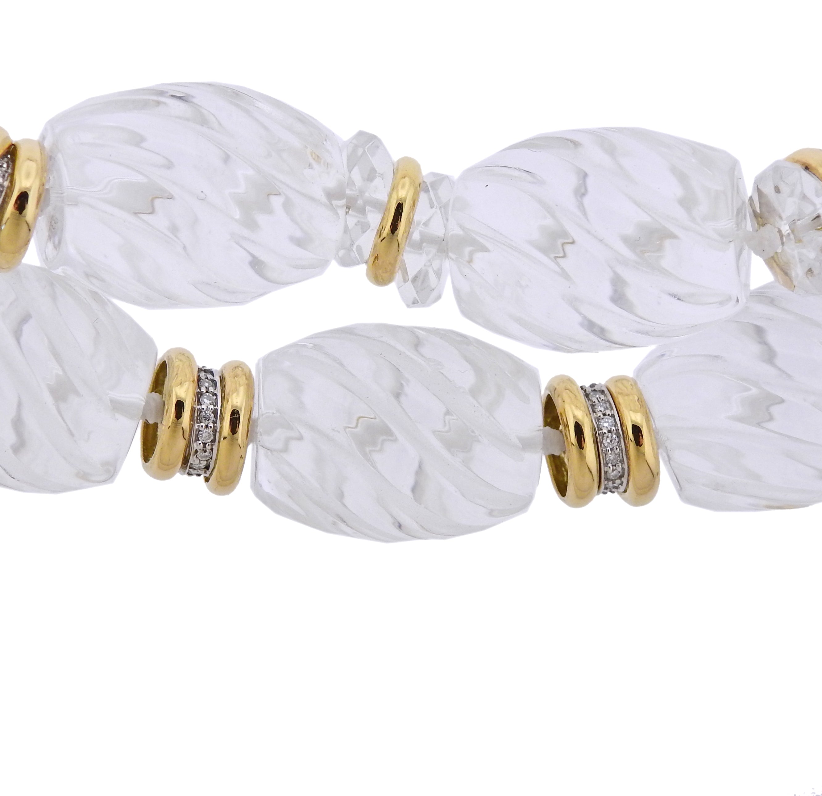 Seaman Schepps Torchon Carved Crystal Diamond Gold Necklace Suite - Replica Luxury Handbag Store