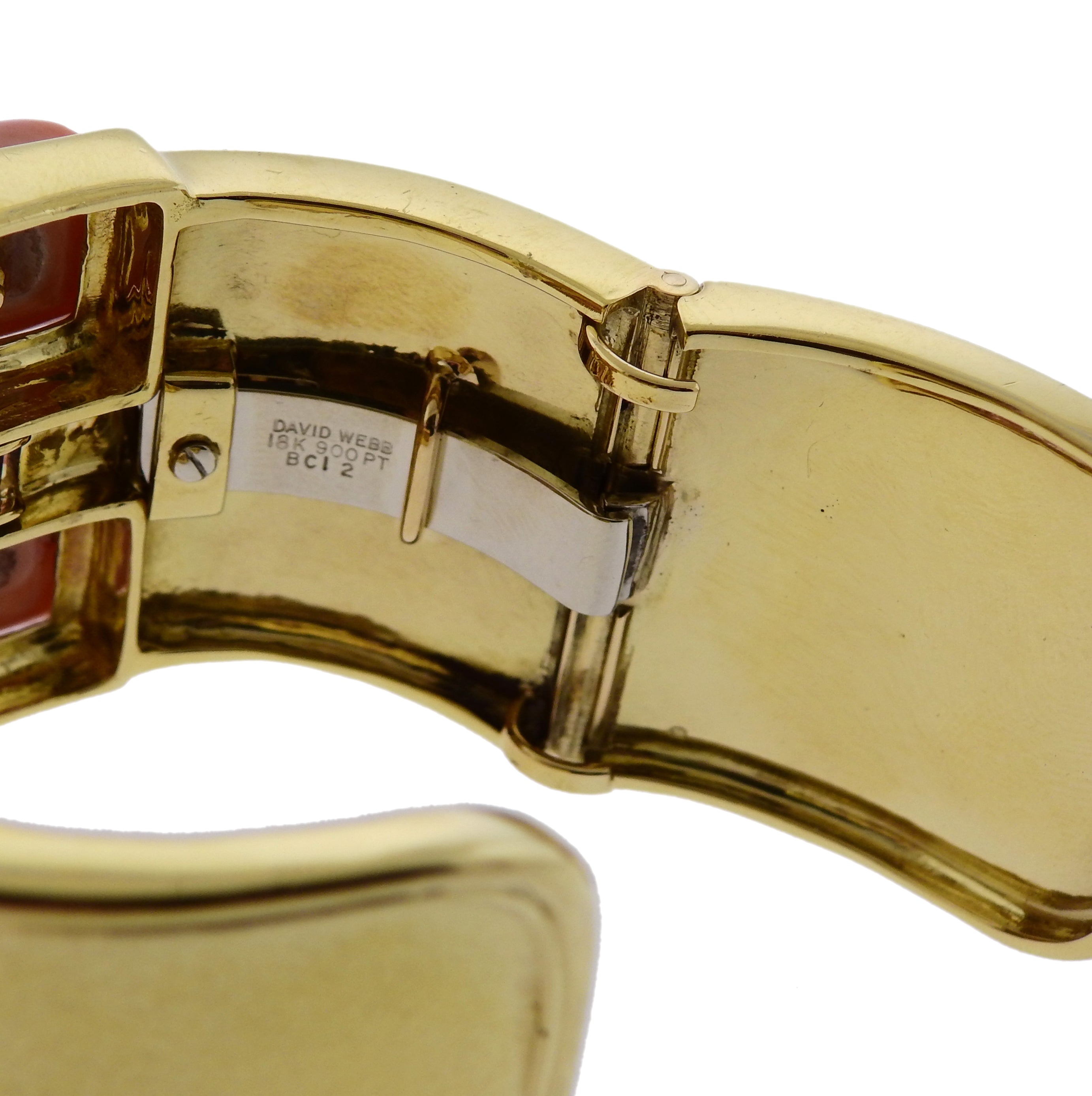 David Webb Bastille Diamond Gold Platinum Coral Cuff Bracelet - Replica Luxury Handbag Store