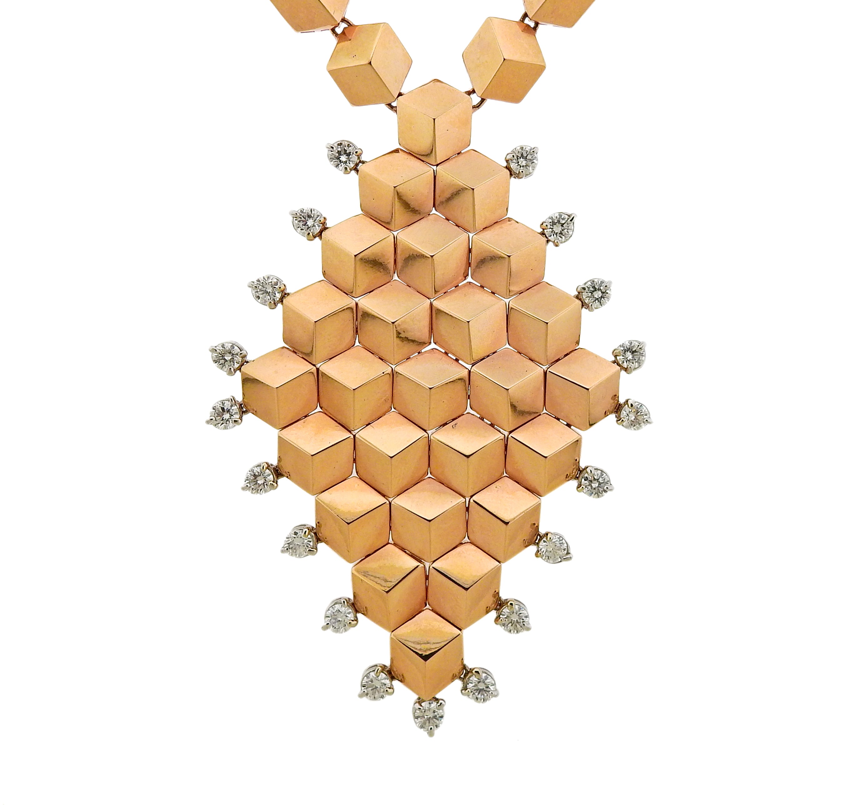 Paolo Costagli Diamond Rose Gold Pendant Necklace - Replica Luxury Handbag Store