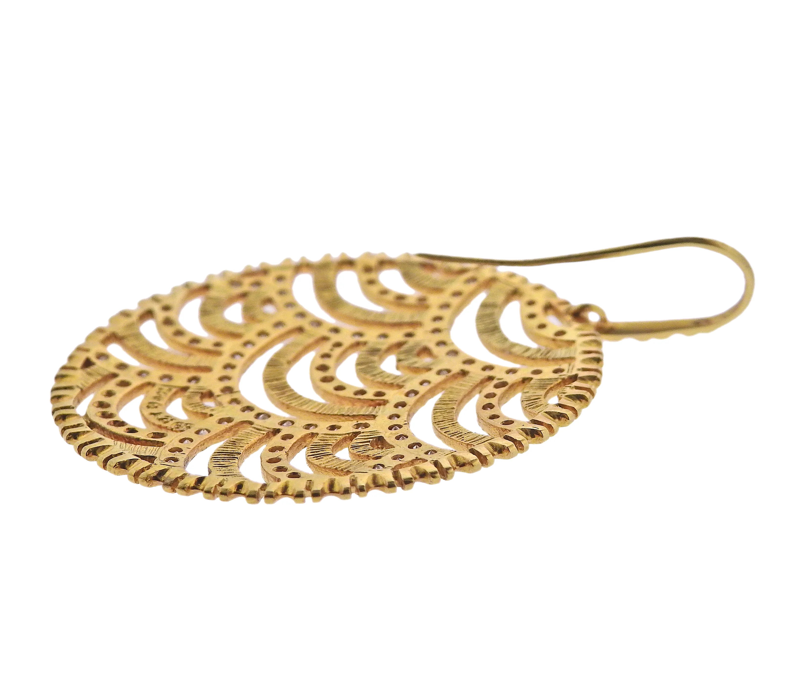 Lalaounis Greece Diamond Gold Earrings