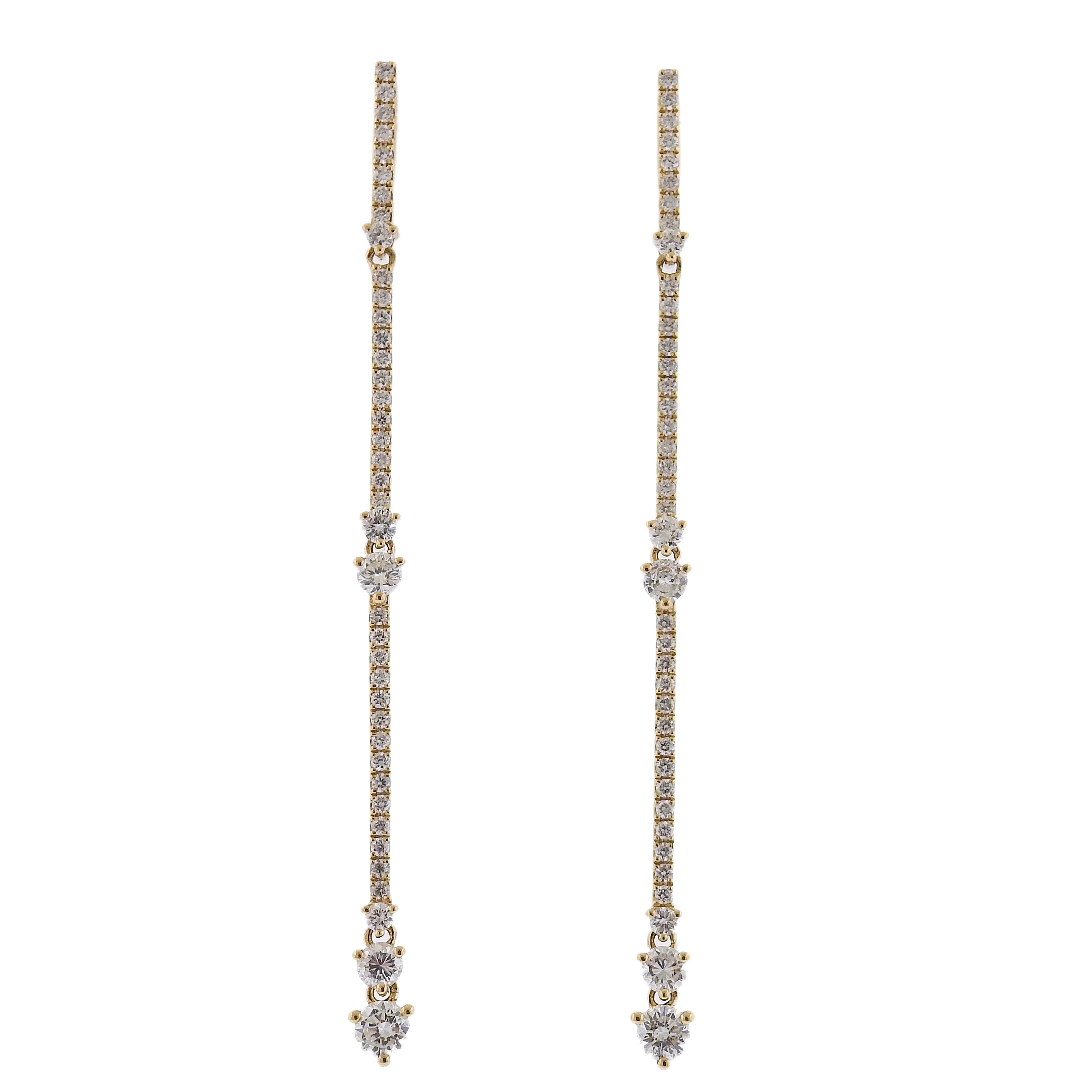 Odelia Yellow Gold Diamond Drop Earrings