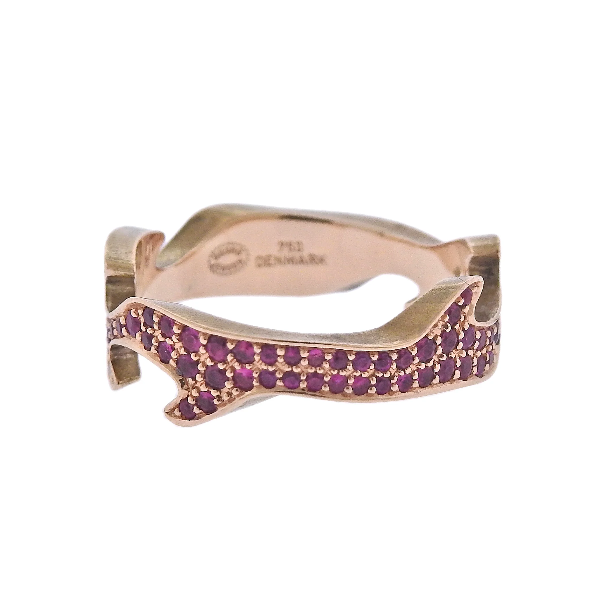 Georg Jensen Fusion Rose Gold Ruby Centre Ring #1370