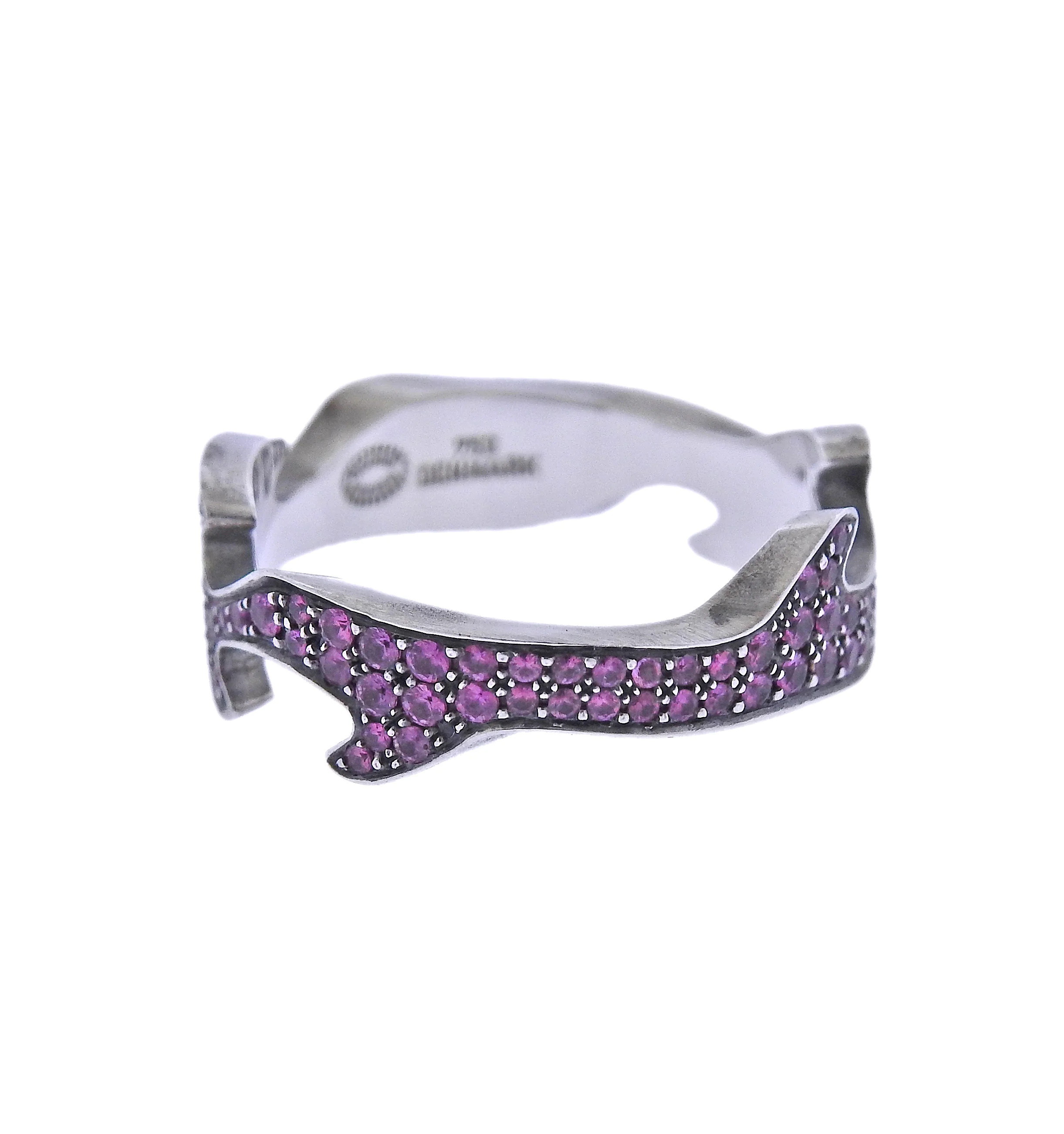 Georg Jensen Fusion White Gold Pink Sapphire Centre Ring #1370