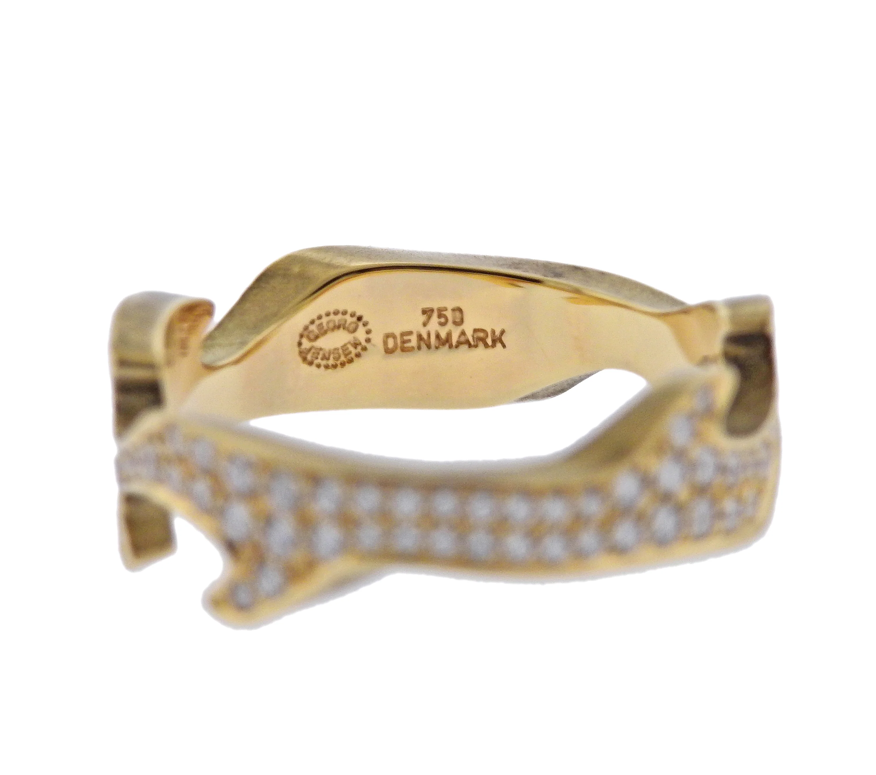 Georg Jensen Fusion Yellow Gold Diamond Centre Ring #1370