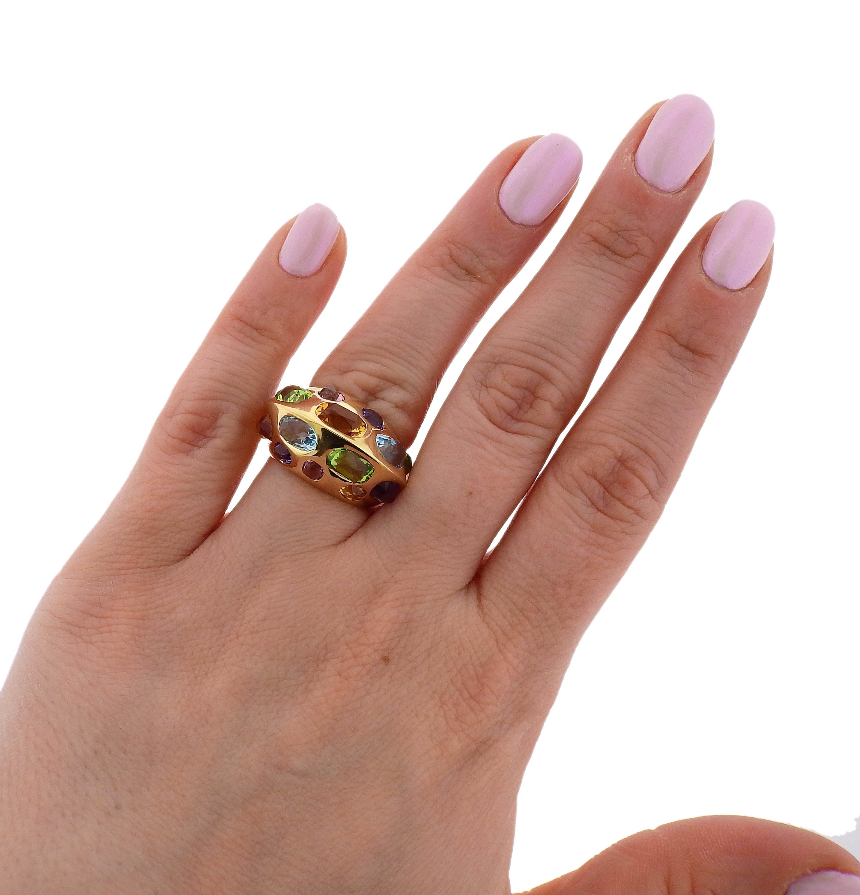 Seaman Schepps Multi Color Gemstone Gold Ring - Replica Luxury Handbag Store