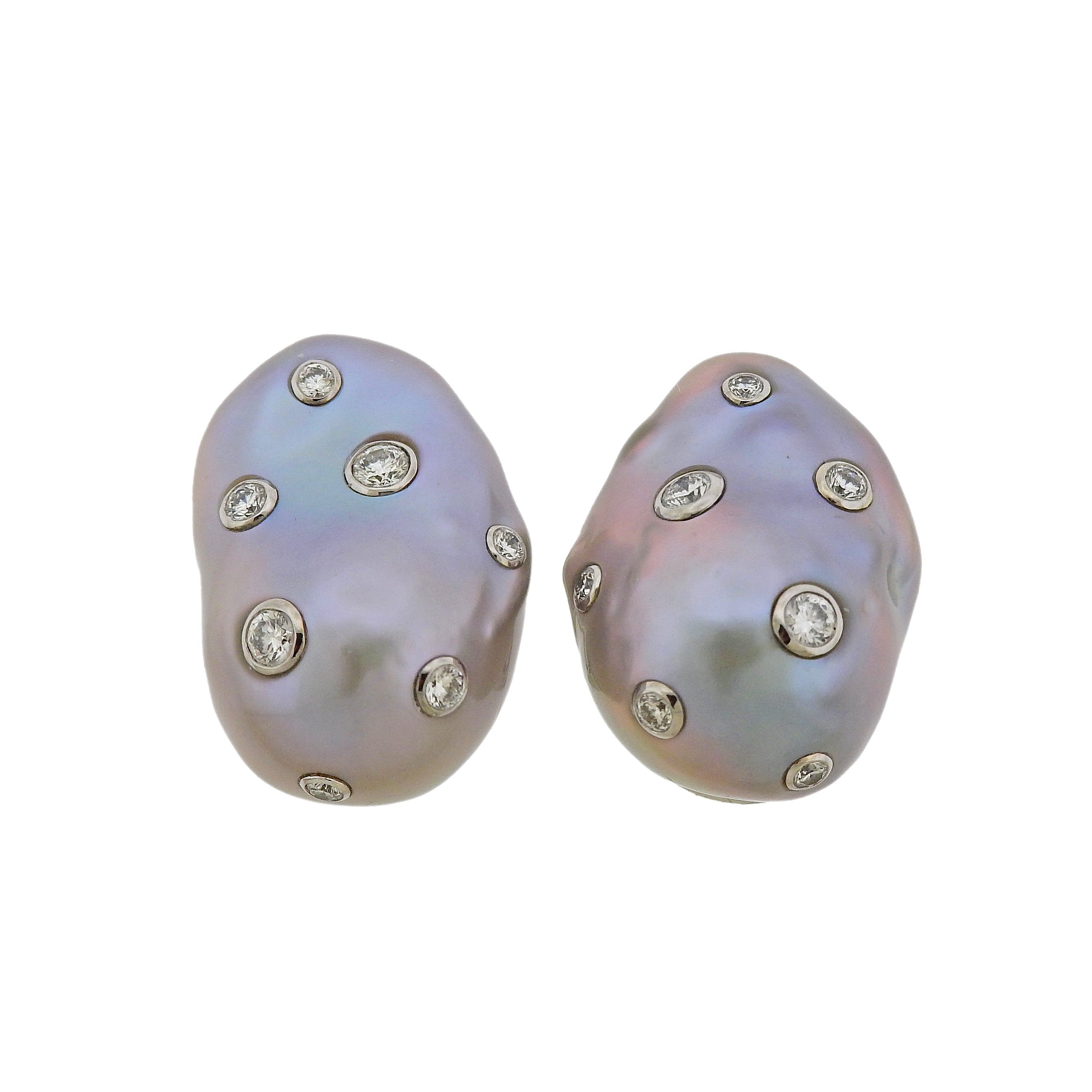 Trianon Baroque Pearl Diamond Gold Earrings - Replica Luxury Handbag Store