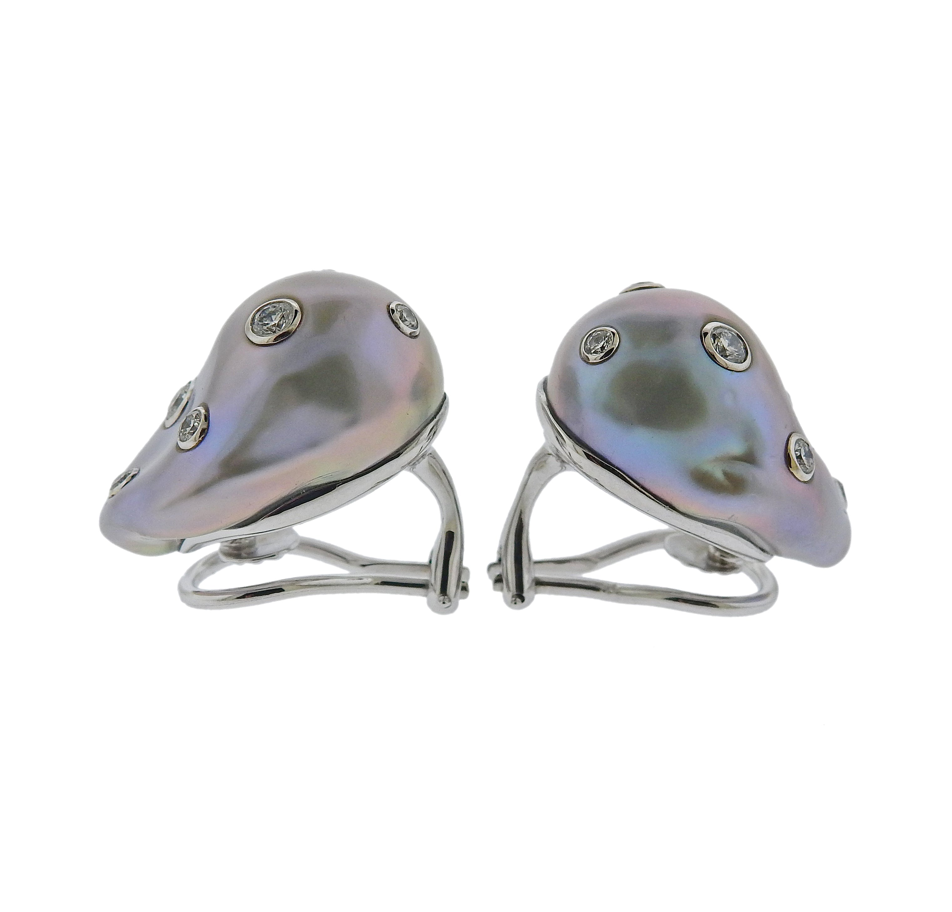Trianon Baroque Pearl Diamond Gold Earrings - Replica Luxury Handbag Store