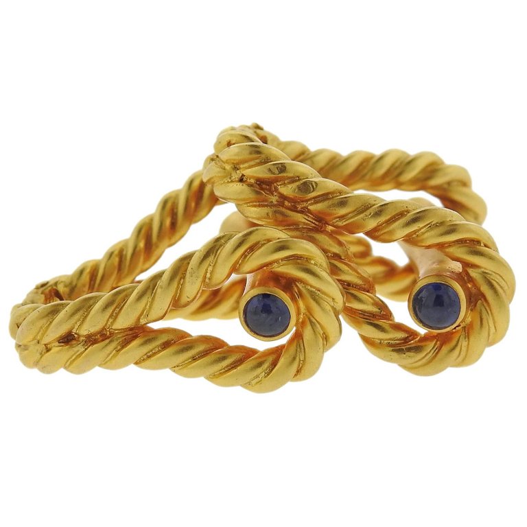 Tiffany  Co. Sapphire Gold Stirrup Cufflinks - Replica Luxury Handbag Store