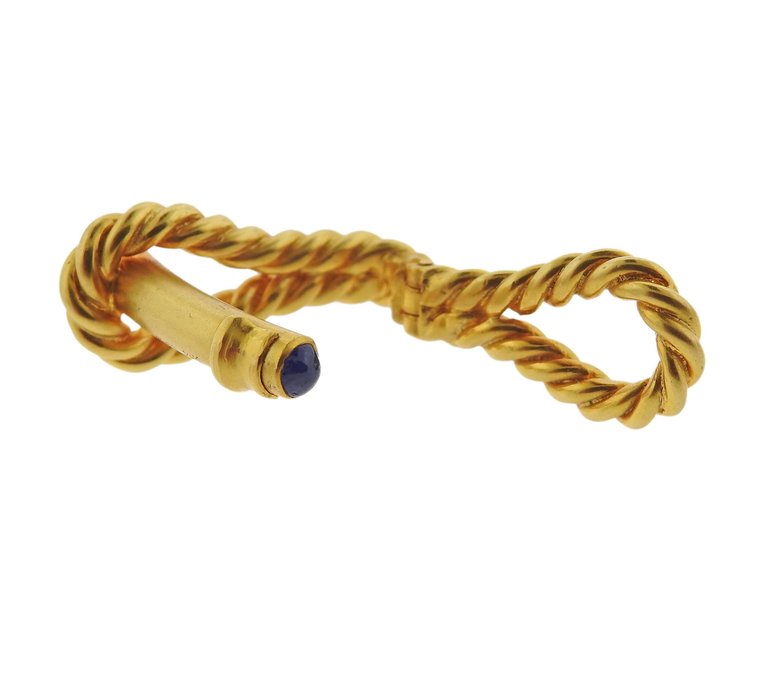 Tiffany  Co. Sapphire Gold Stirrup Cufflinks - Replica Luxury Handbag Store
