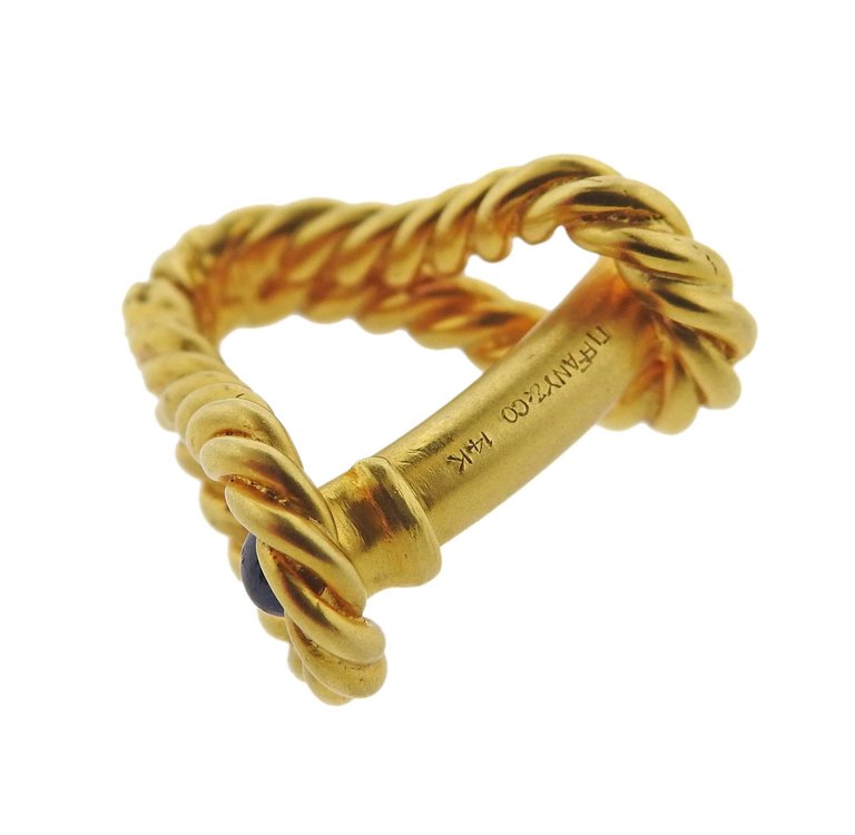 Tiffany Co. Sapphire Gold Stirrup Cufflinks - Replica Luxury Handbag Store