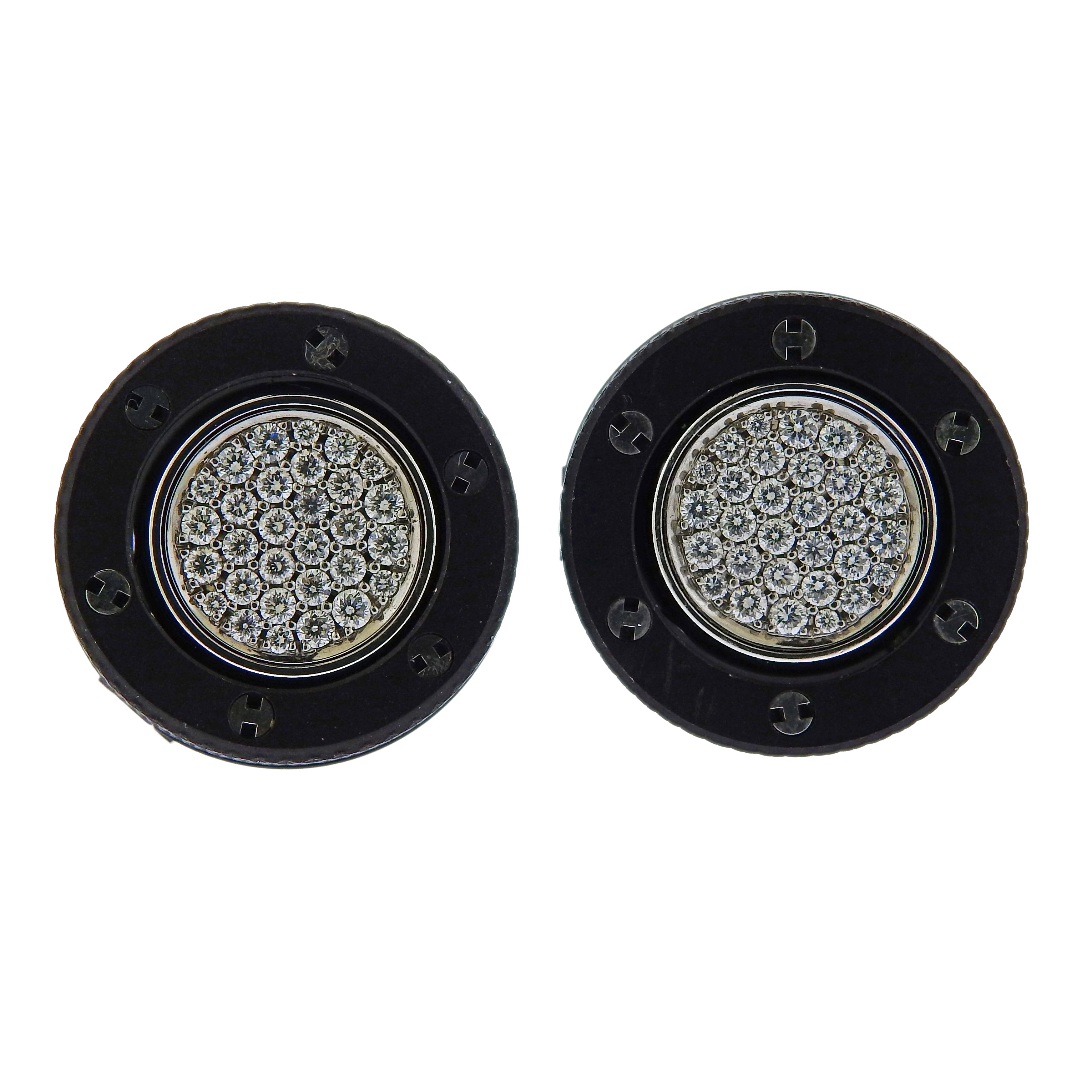Hublot Black Titanium Diamond Reversible Big Bang Cufflinks - Replica Luxury Handbag Store
