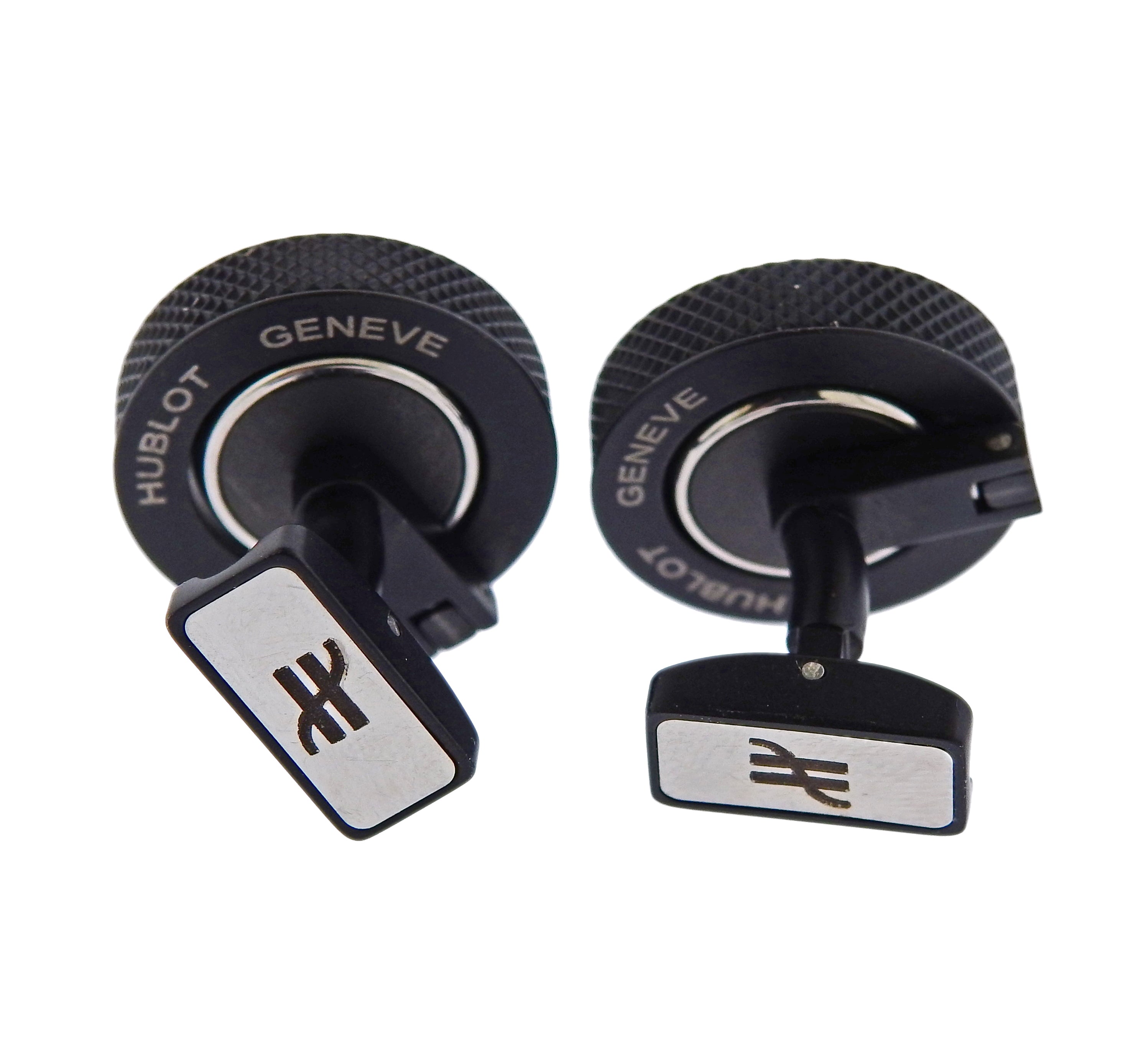 Hublot Black Titanium Diamond Reversible Big Bang Cufflinks - Replica Luxury Handbag Store