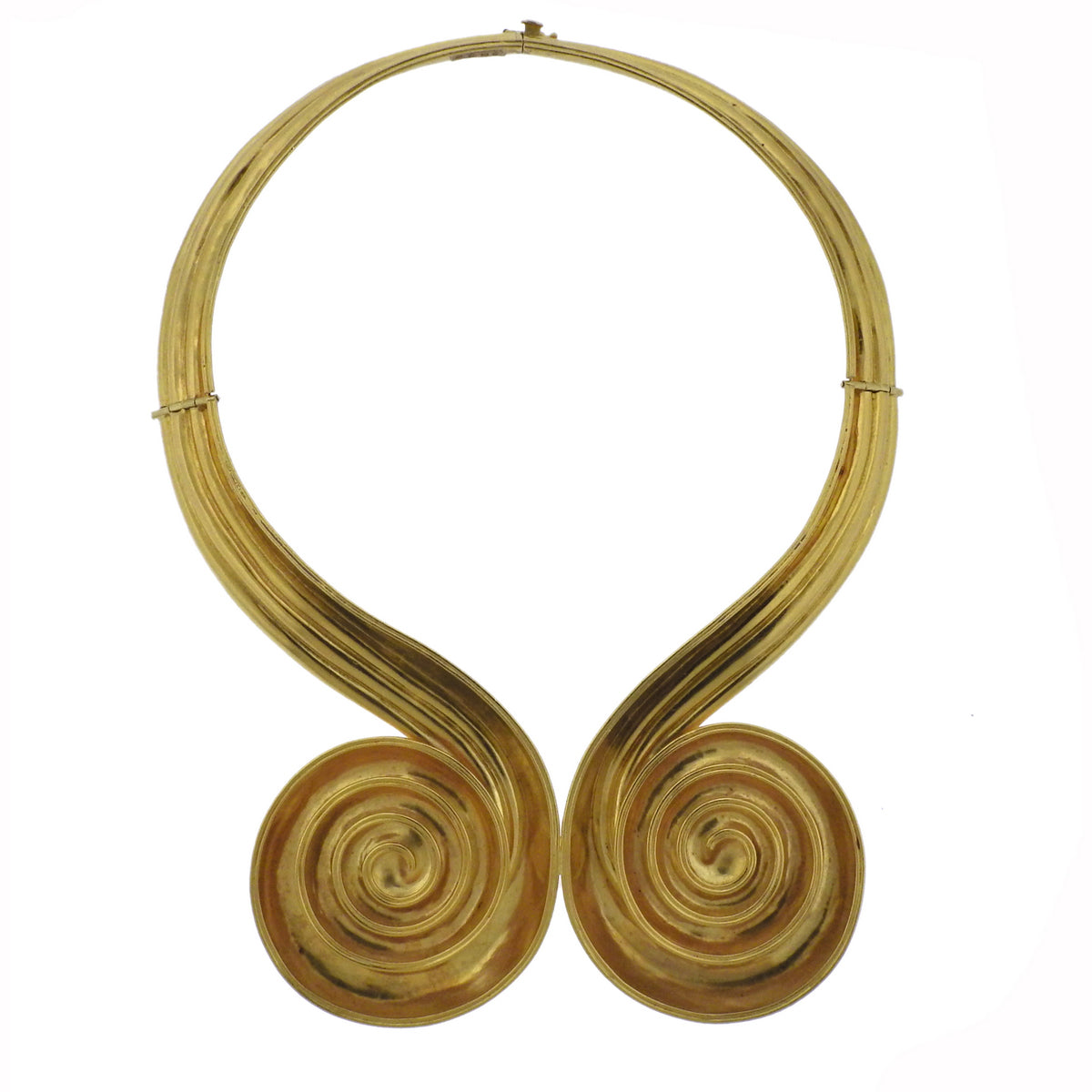Lalaounis Greece Swirl Motif Gold Collar Necklace - Replica Luxury Handbag Store