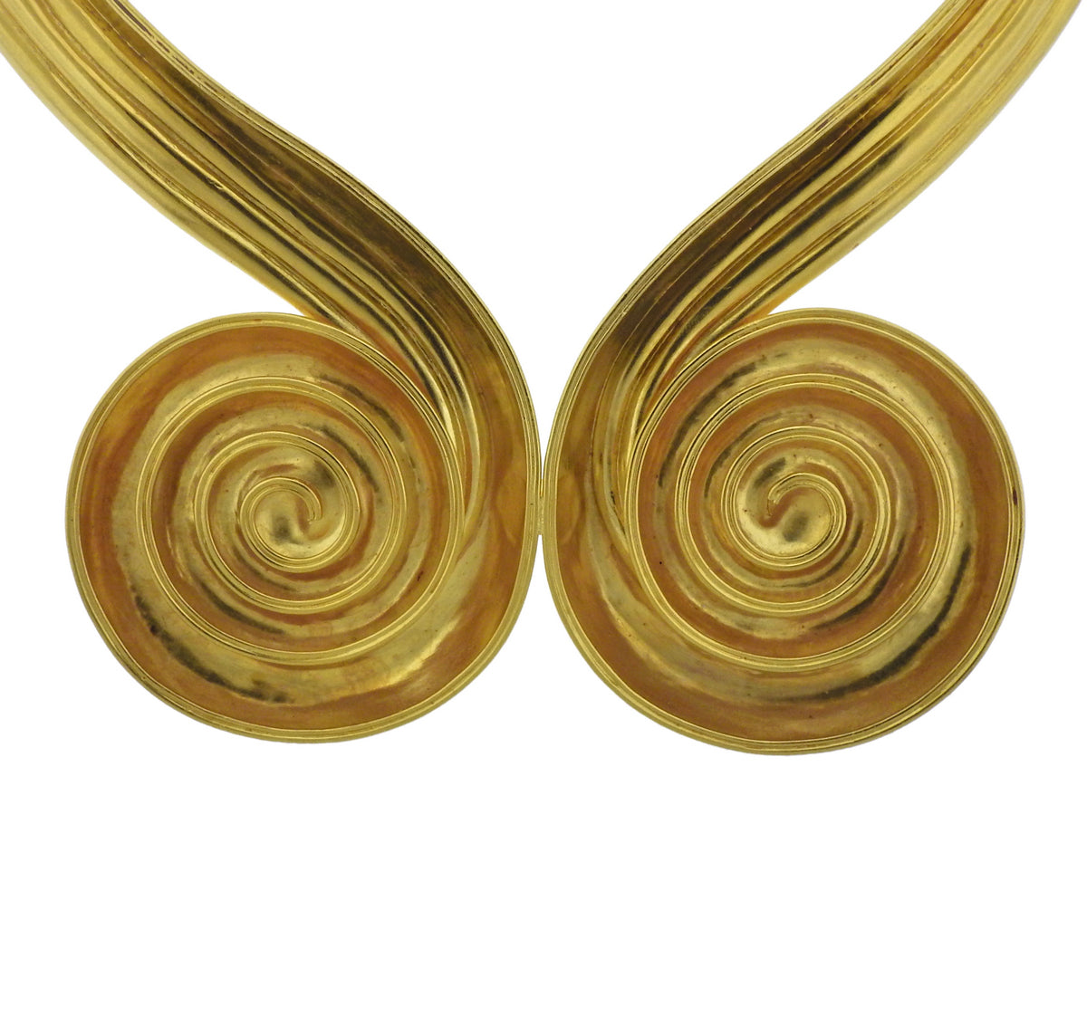 Lalaounis Greece Swirl Motif Gold Collar Necklace - Replica Luxury Handbag Store
