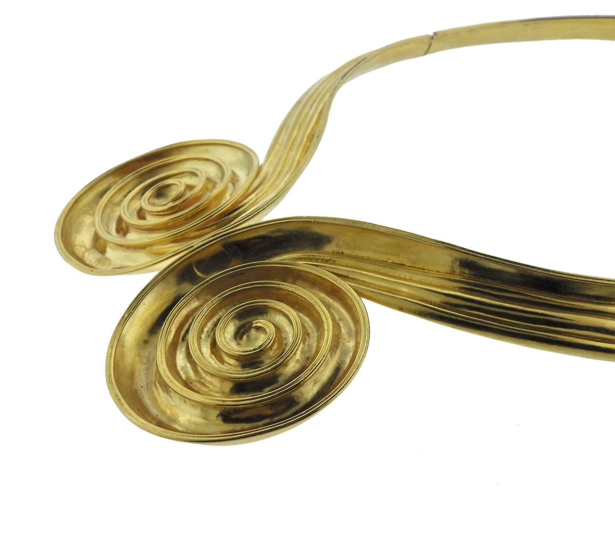 Lalaounis Greece Swirl Motif Gold Collar Necklace - Replica Luxury Handbag Store