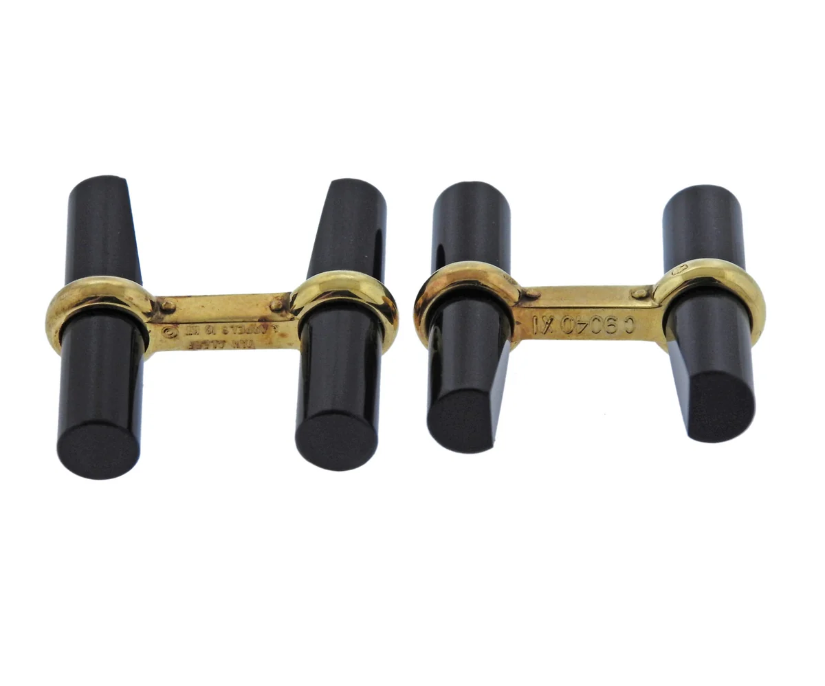Van Cleef  Arpels Onyx Gold Cufflinks - Replica Luxury Handbag Store