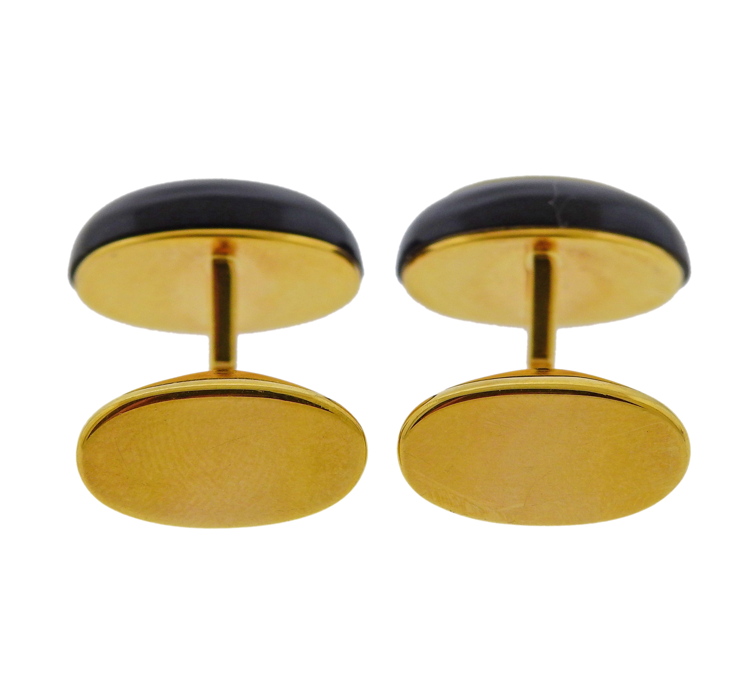 Piaget Ruby Mother of Pearl Onyx Gold Cufflinks - Replica Luxury Handbag Store