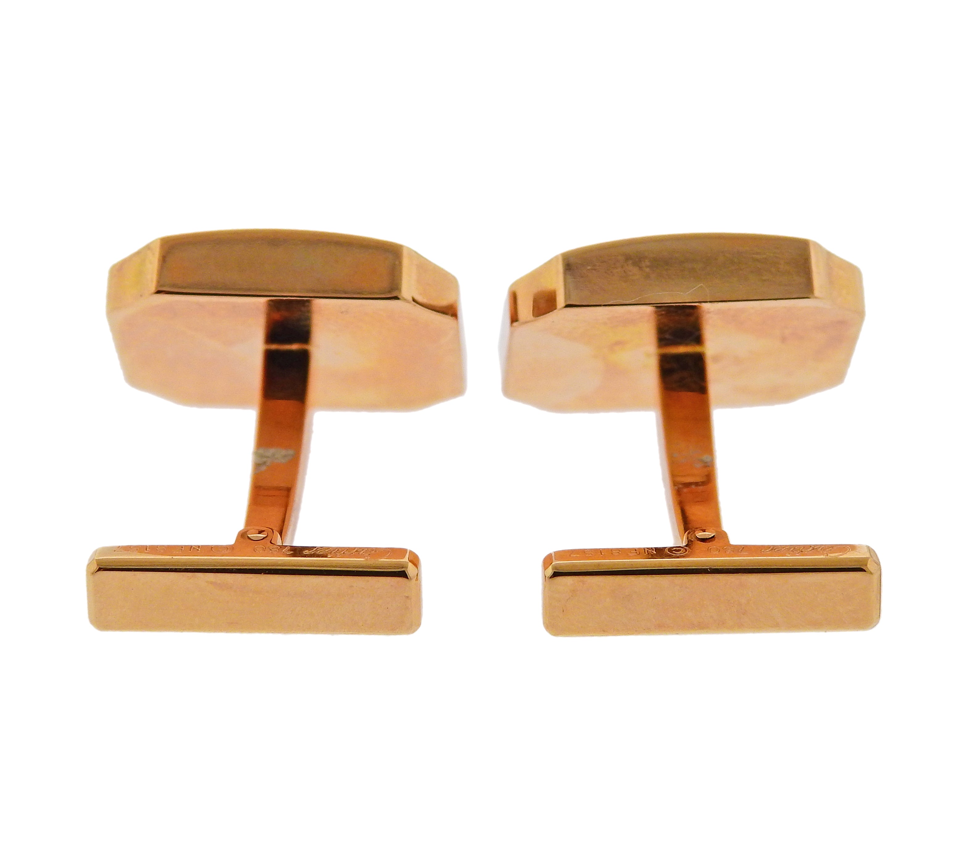 Cartier Santos Tigers Eye Rose Gold Cufflinks - Replica Luxury Handbag Store