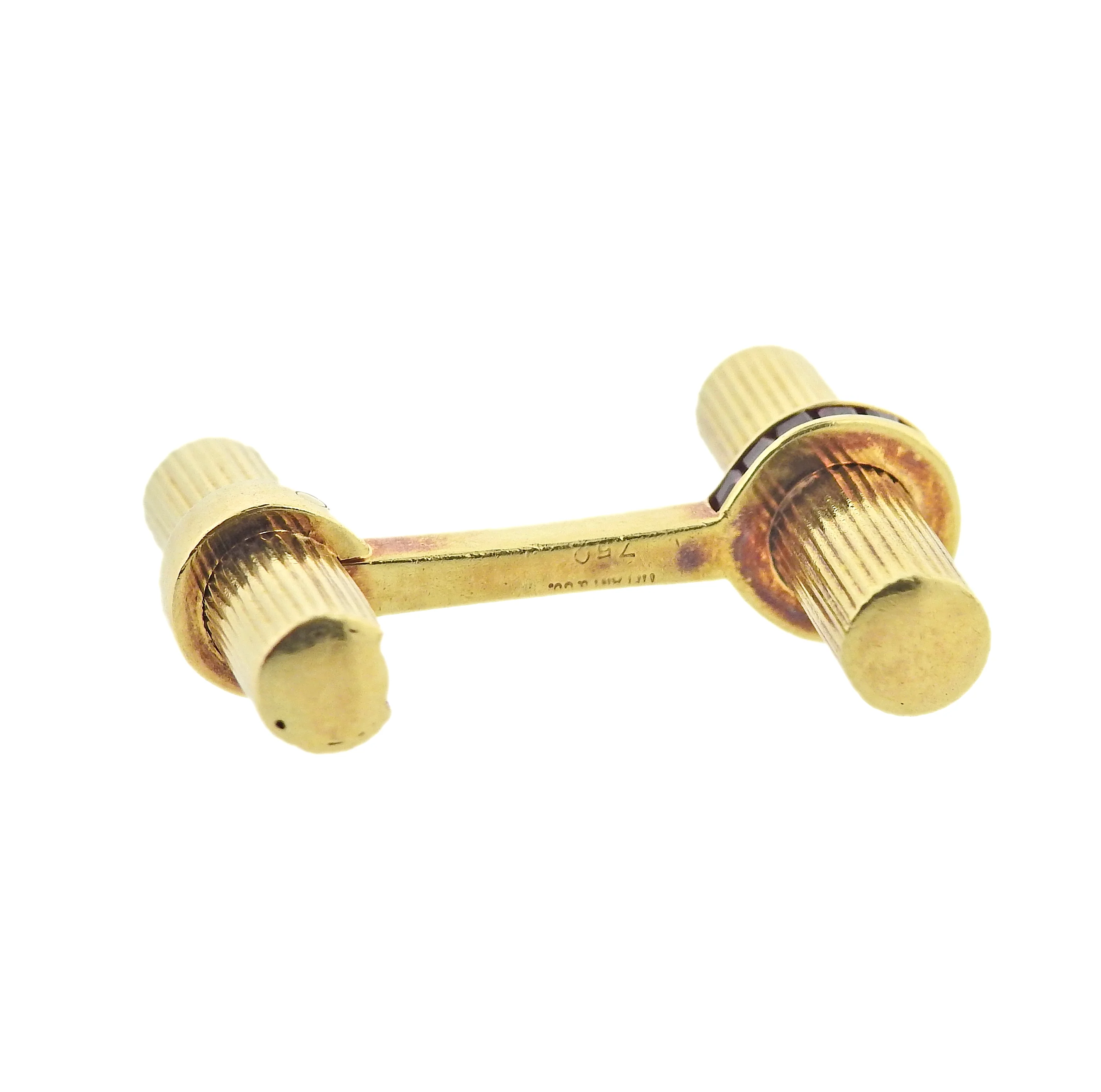 Tiffany  Co Midcentury Ruby Gold Bar Cufflinks