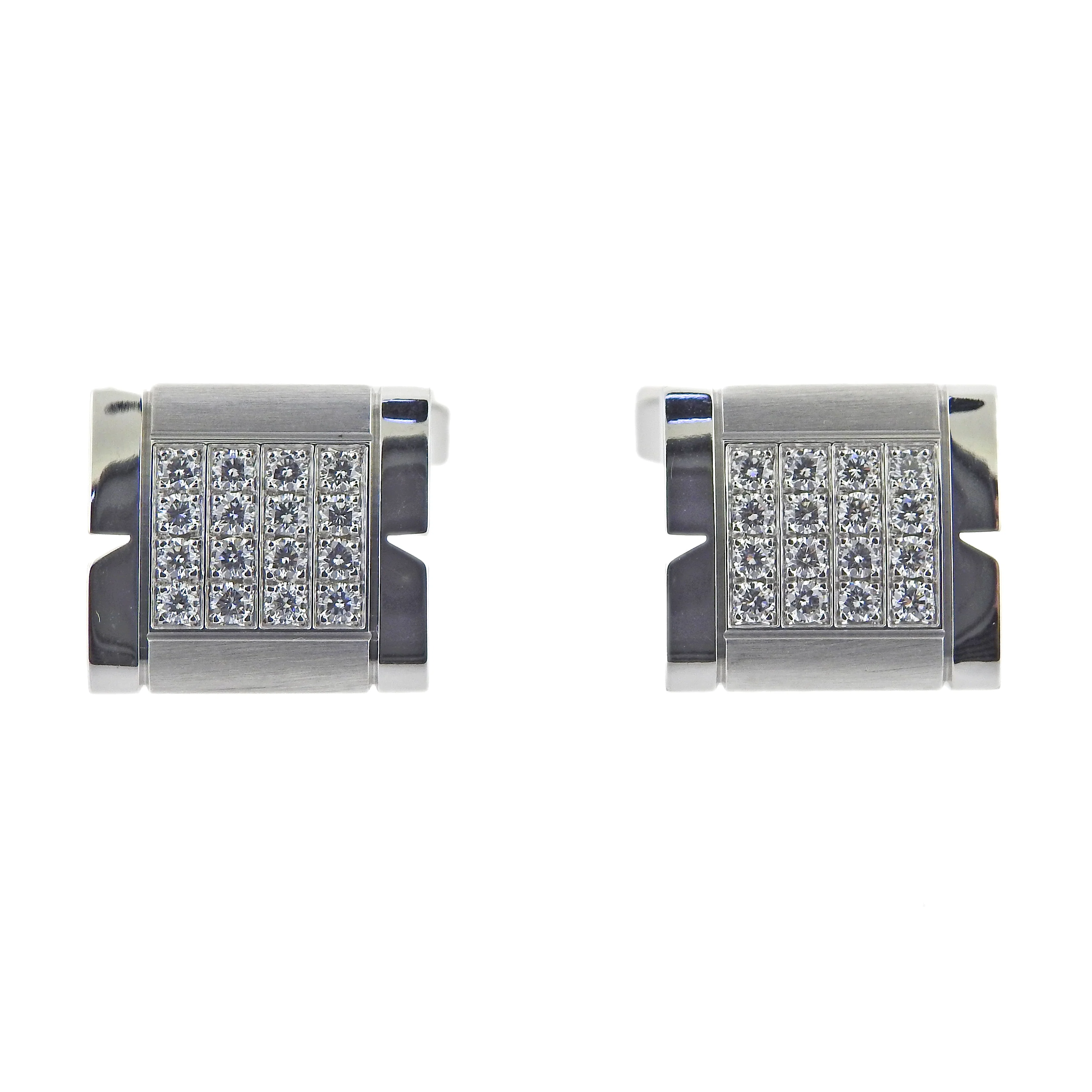 Cartier Tank Francaise Diamond Gold Cufflinks