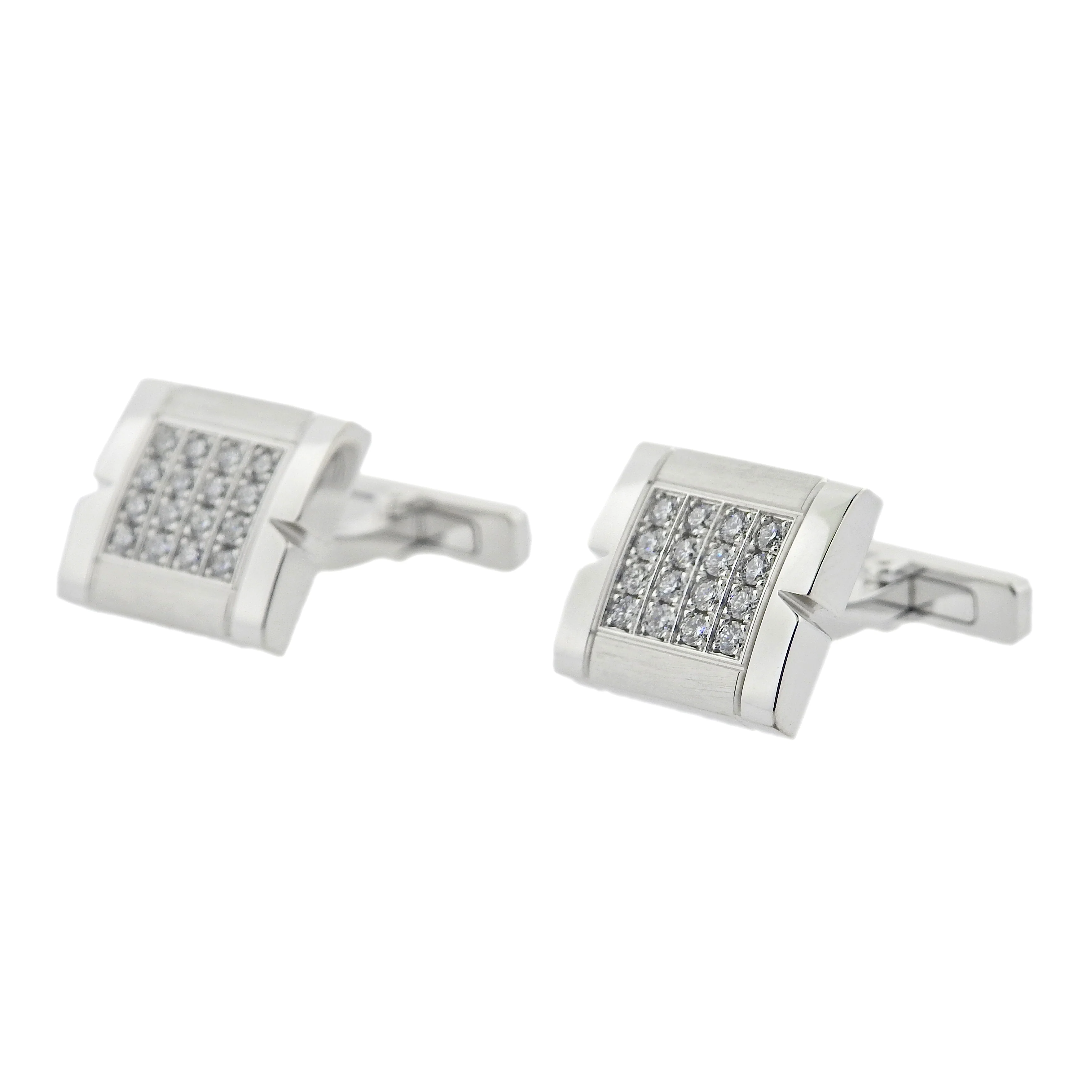 Cartier Tank Francaise Diamond Gold Cufflinks
