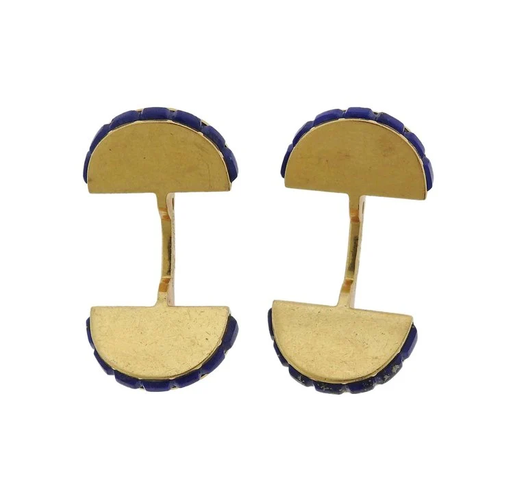 Cartier Paris France Lapis Lazuli Gold Cufflinks - Replica Luxury Handbag Store