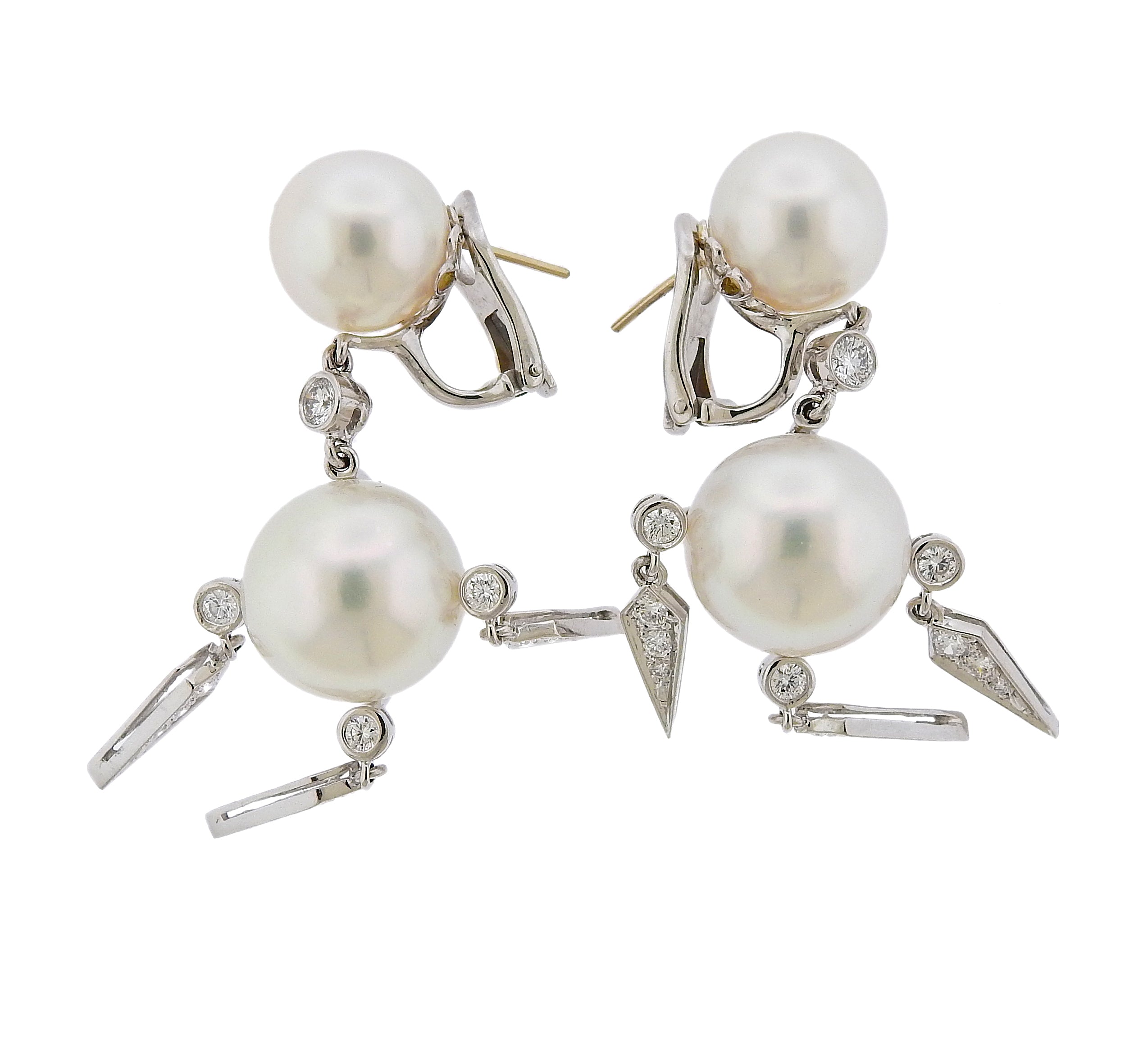 Assael Prince Dimitri South Sea Pearl Diamond Gold Drop Earrings - Replica Luxury Handbag Store