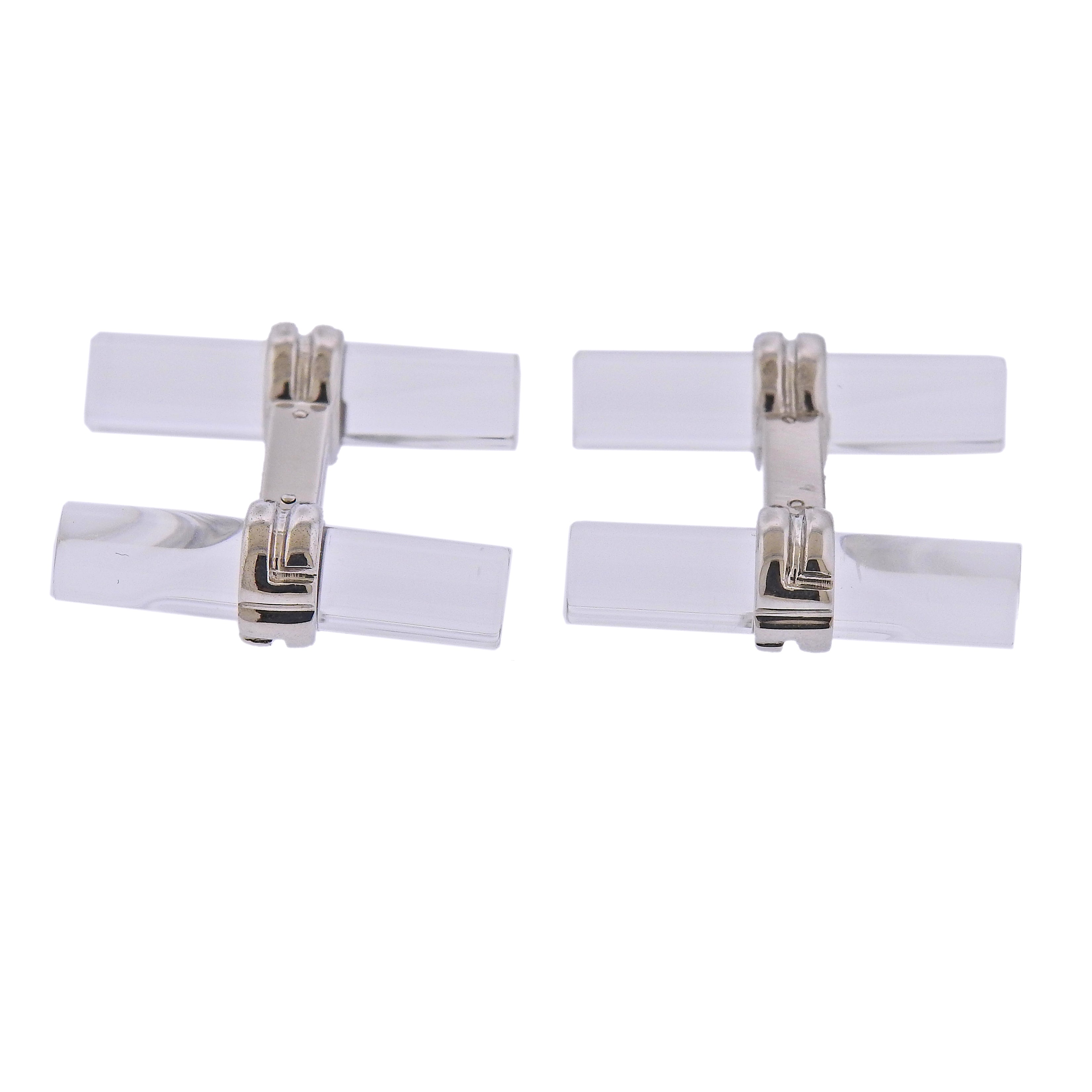 Boucheron Paris Crystal Gold Bar Cufflinks - Replica Luxury Handbag Store