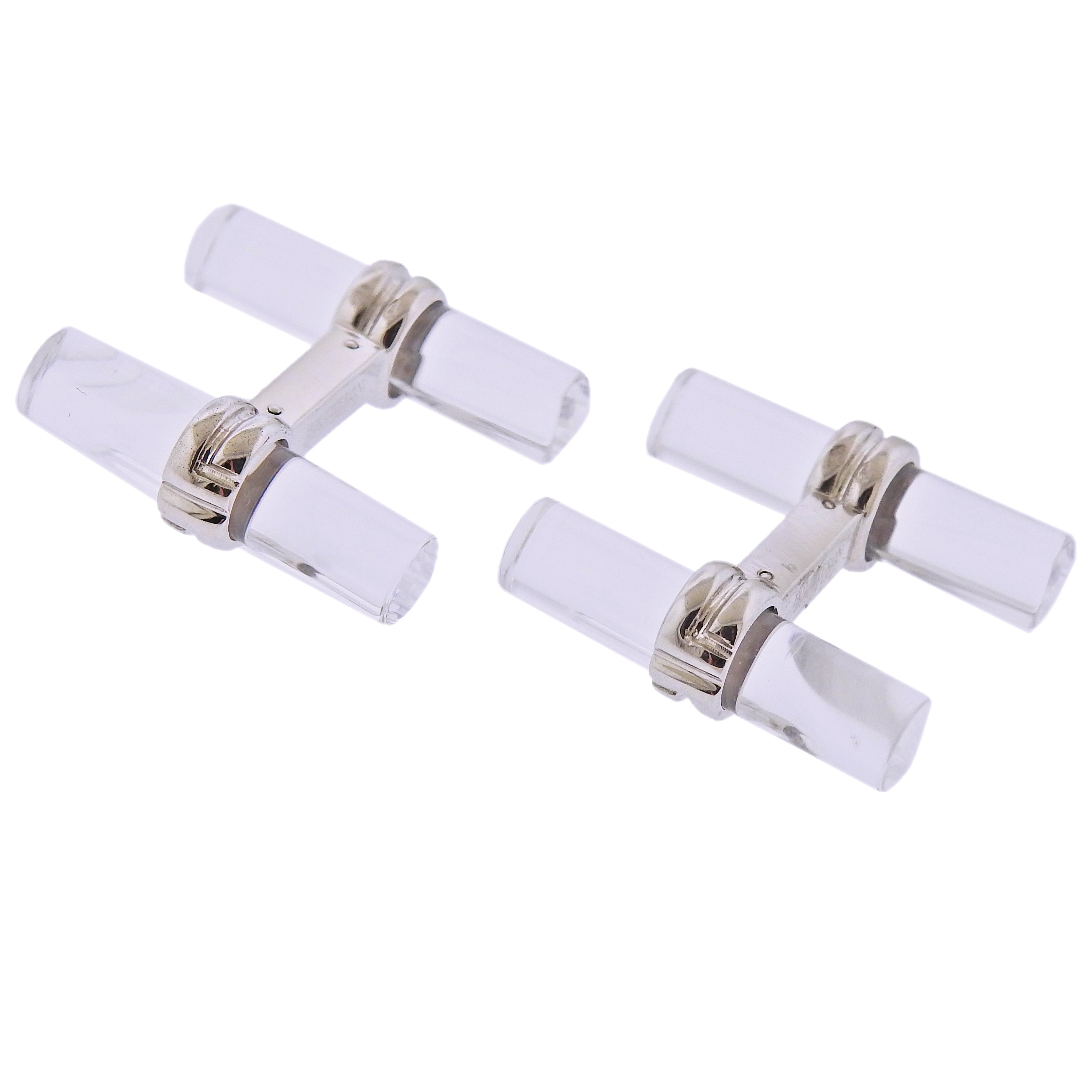 Boucheron Paris Crystal Gold Bar Cufflinks - Replica Luxury Handbag Store