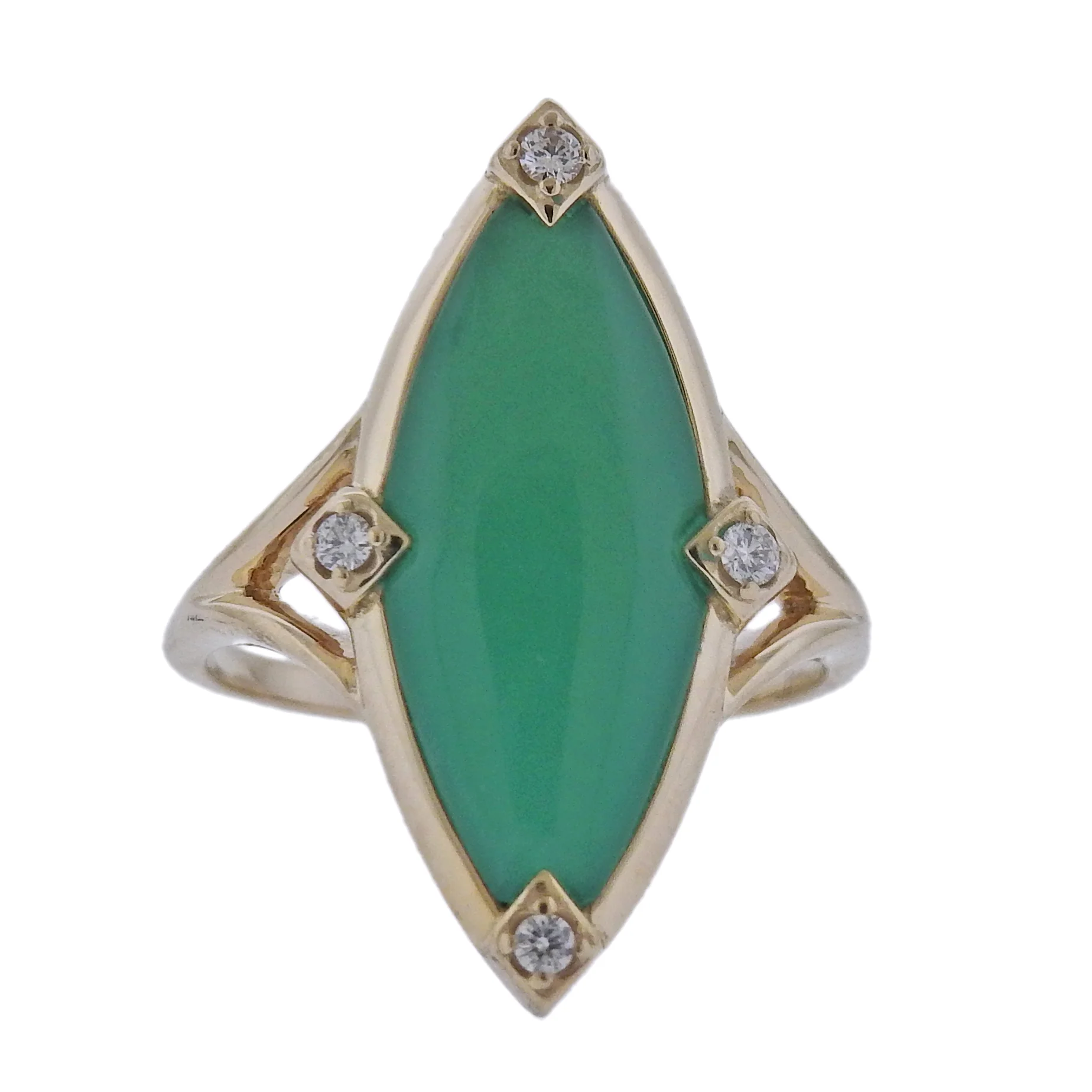Kabana Gold Chrysoprase Diamond Ring