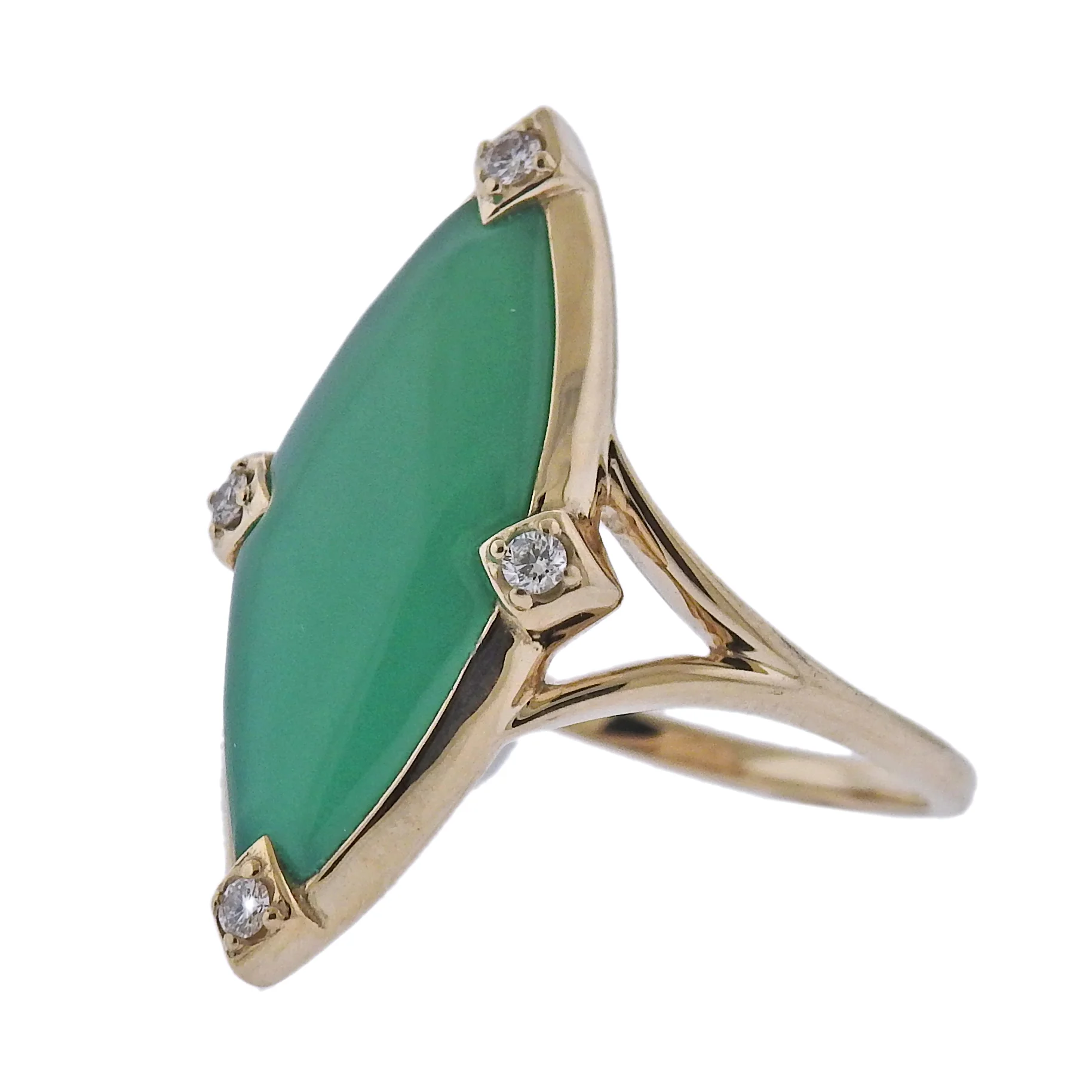 Kabana Gold Chrysoprase Diamond Ring