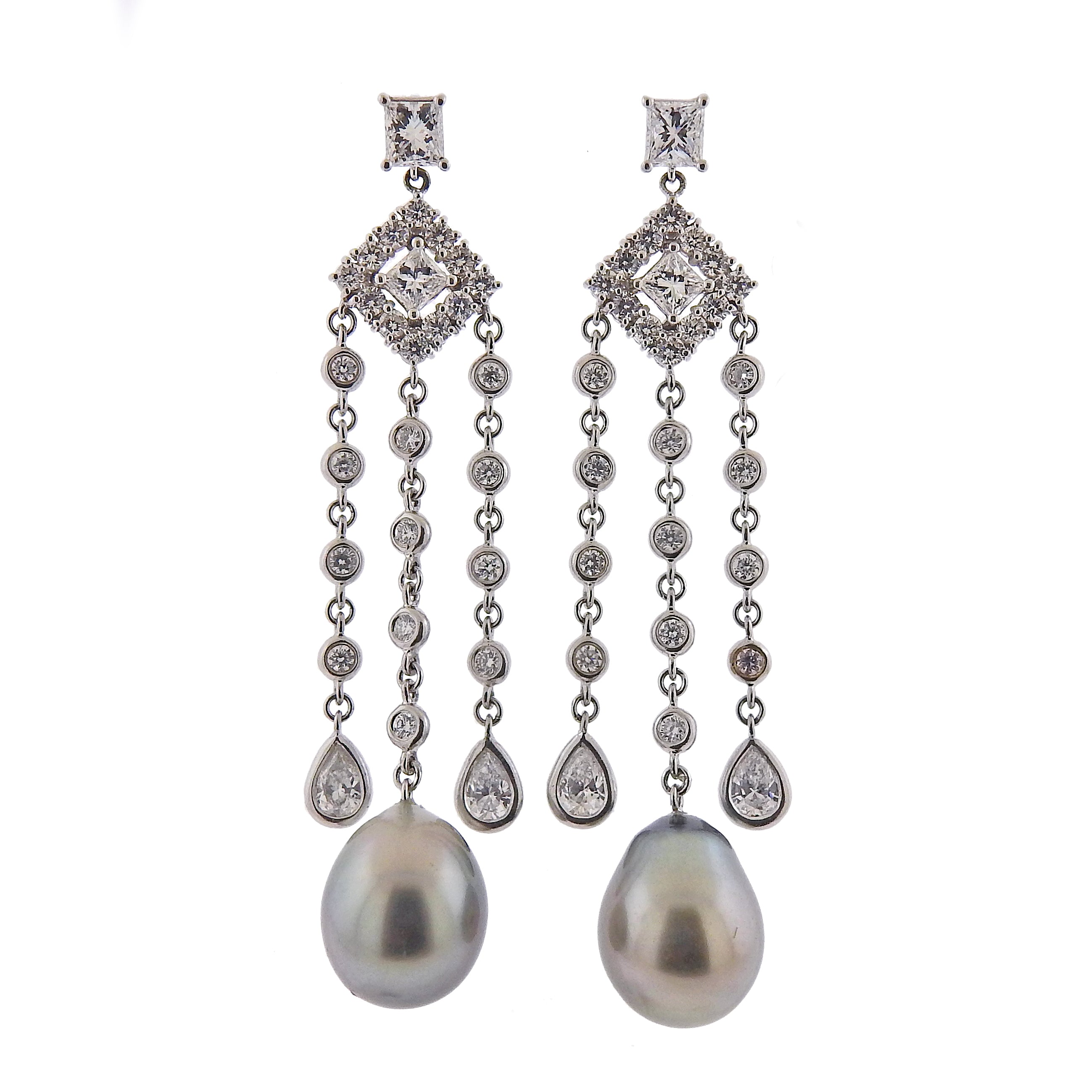 Assael South Sea Tahitian Pearl Diamond Gold Chandelier Earrings - Replica Luxury Handbag Store