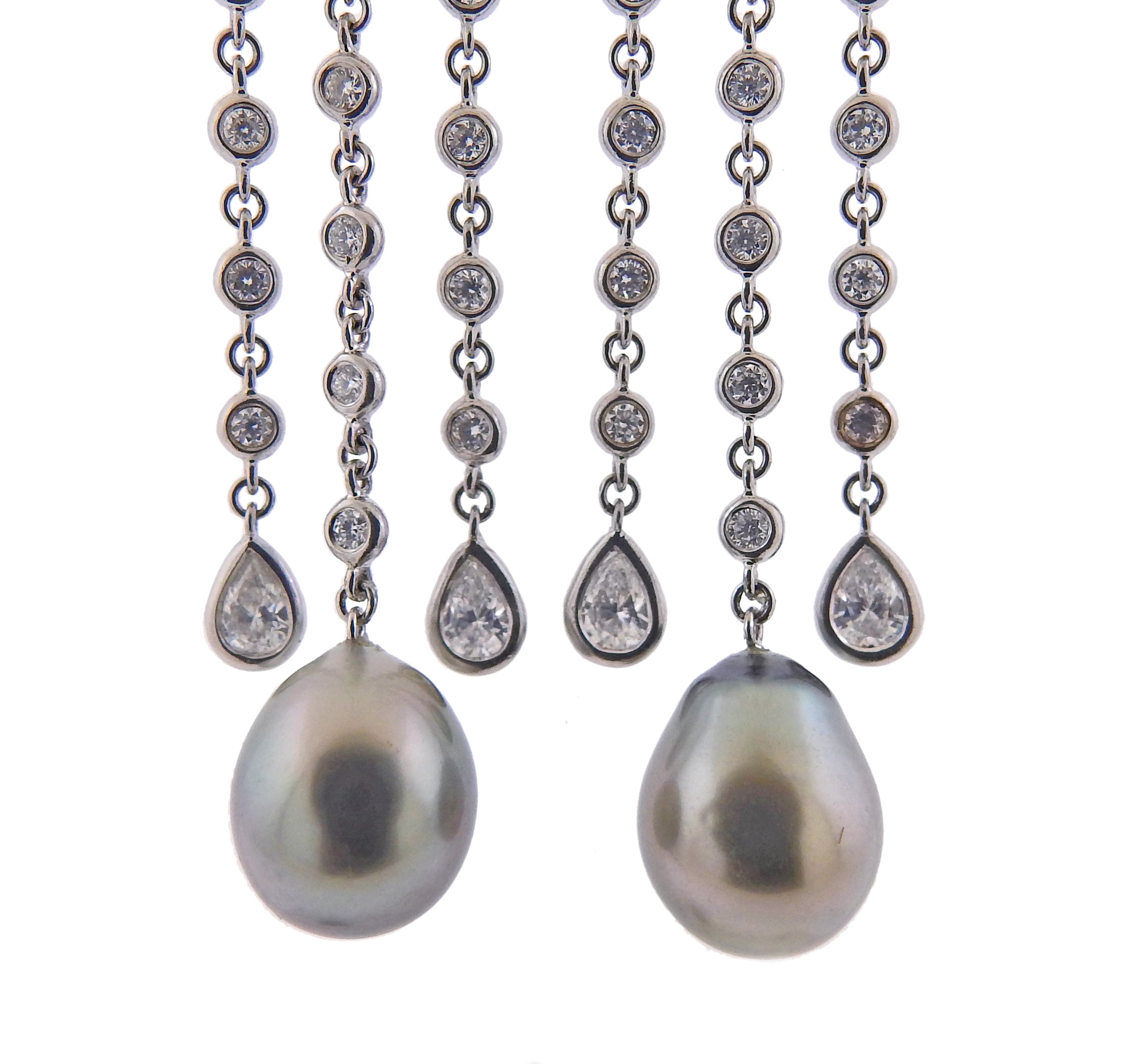 Assael South Sea Tahitian Pearl Diamond Gold Chandelier Earrings - Replica Luxury Handbag Store