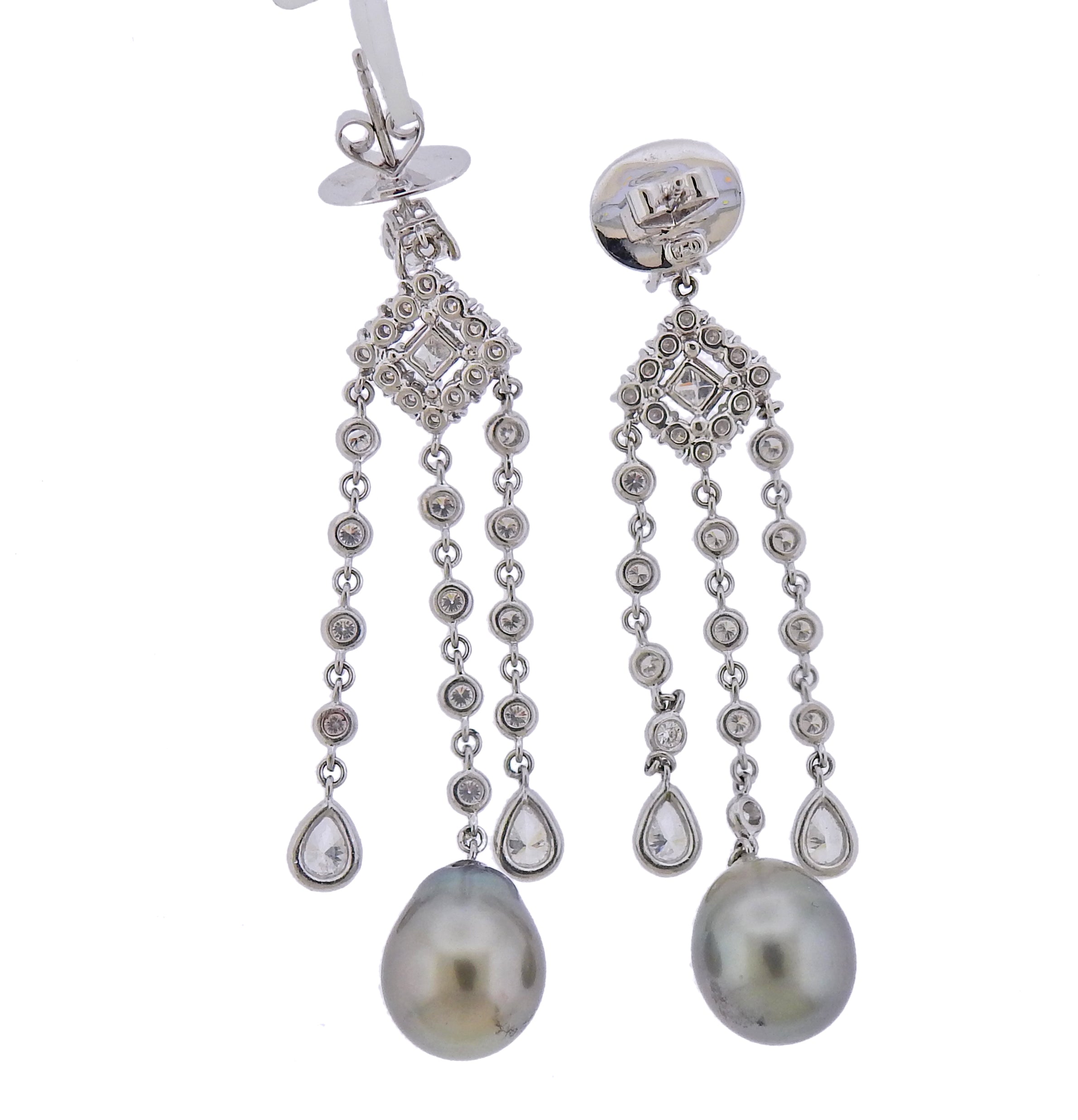 Assael South Sea Tahitian Pearl Diamond Gold Chandelier Earrings - Replica Luxury Handbag Store