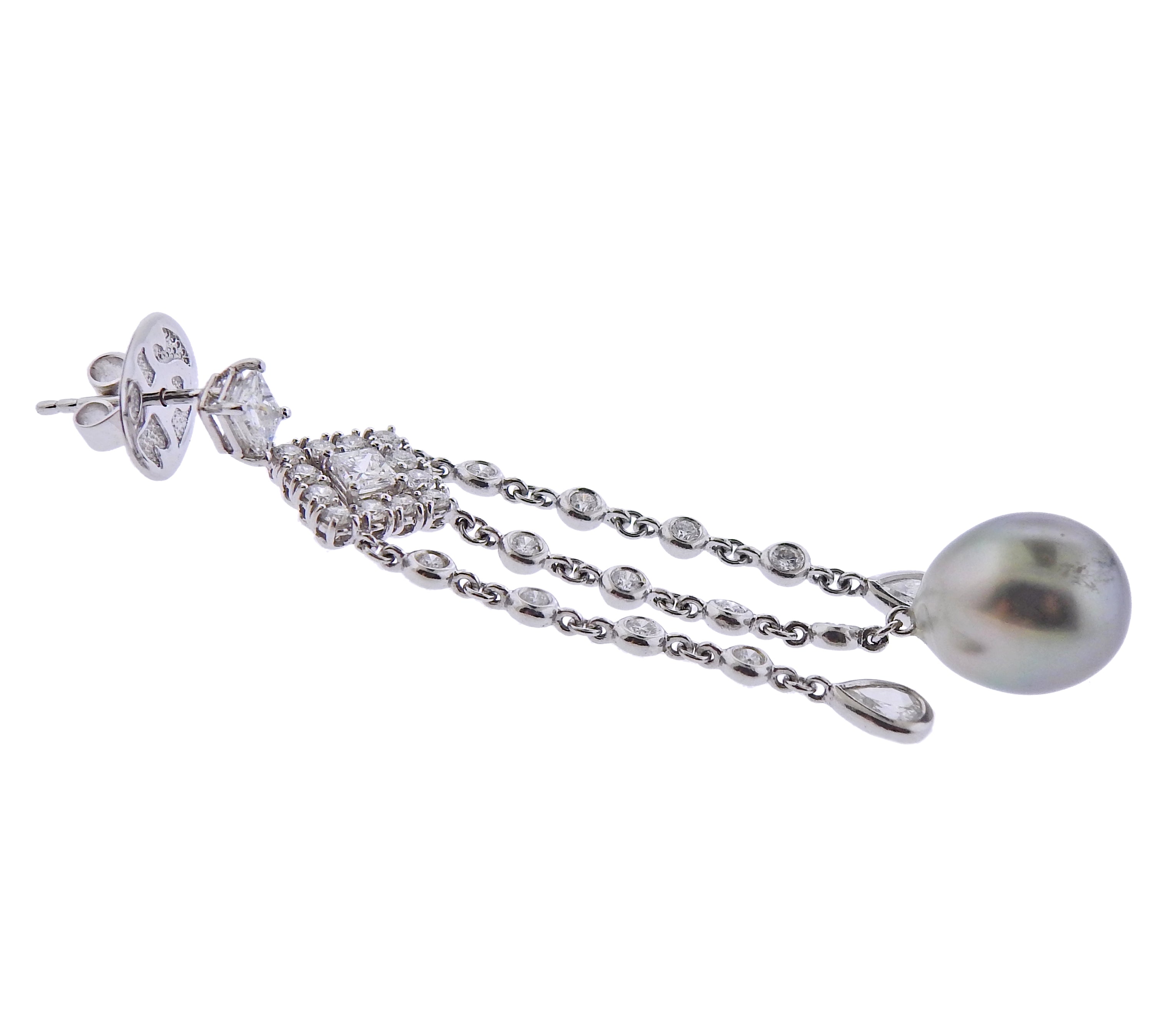 Assael South Sea Tahitian Pearl Diamond Gold Chandelier Earrings - Replica Luxury Handbag Store