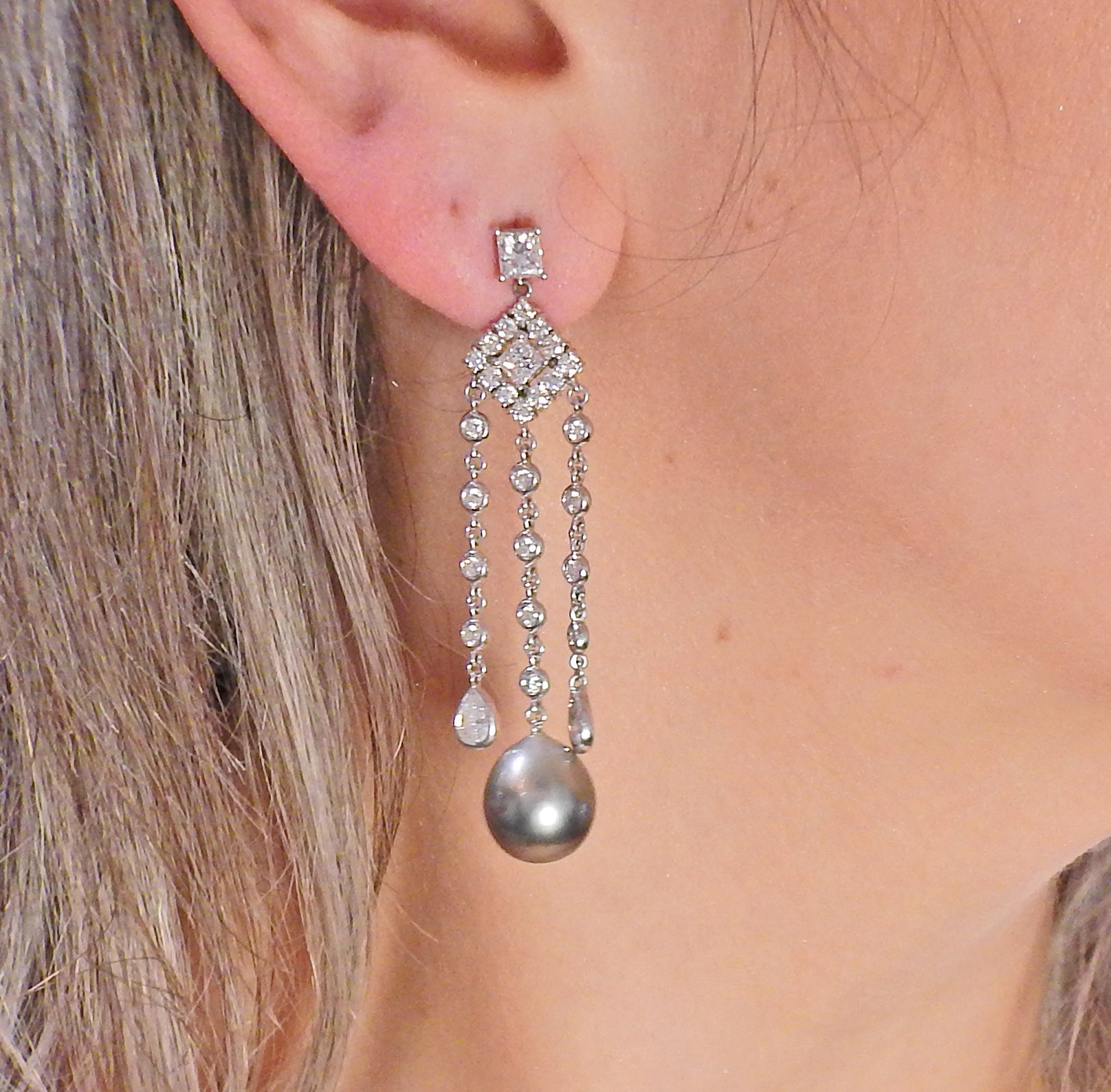 Assael South Sea Tahitian Pearl Diamond Gold Chandelier Earrings - Replica Luxury Handbag Store