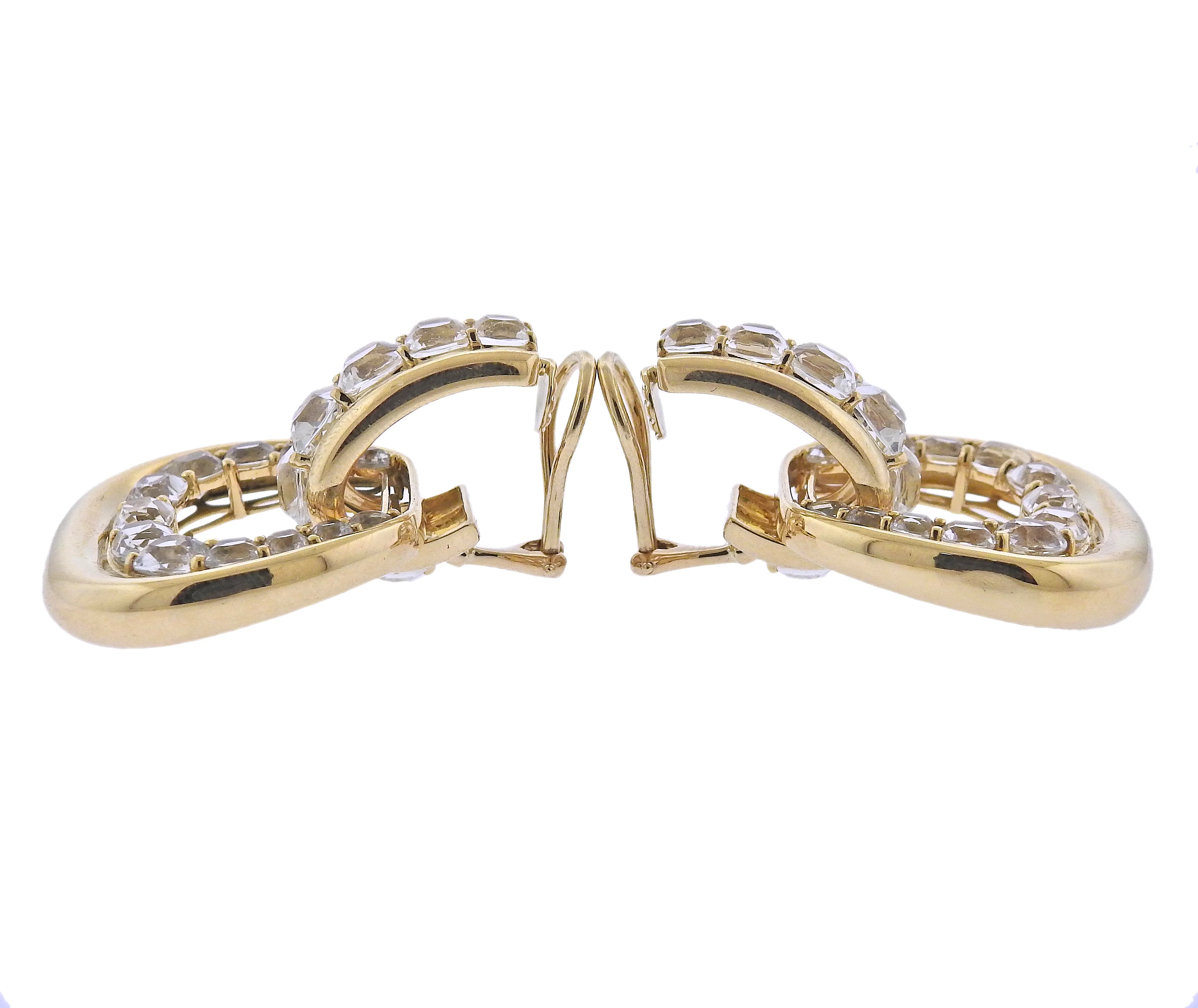 Seaman Schepps Madison White Topaz Gold Buckle Earrings