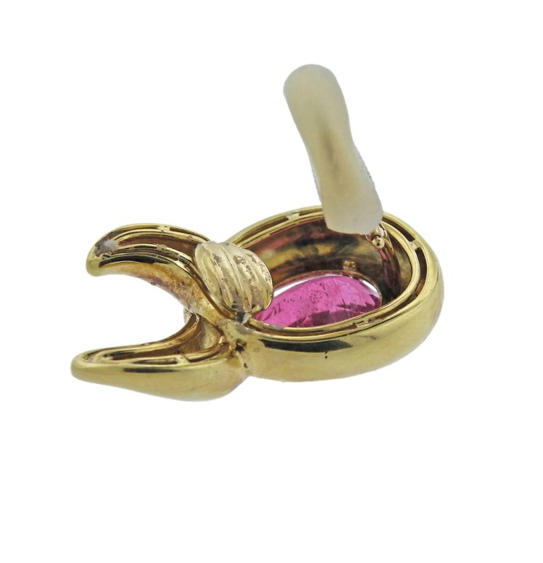 Verdura Pink Tourmaline Gold Earrings - Replica Luxury Handbag Store