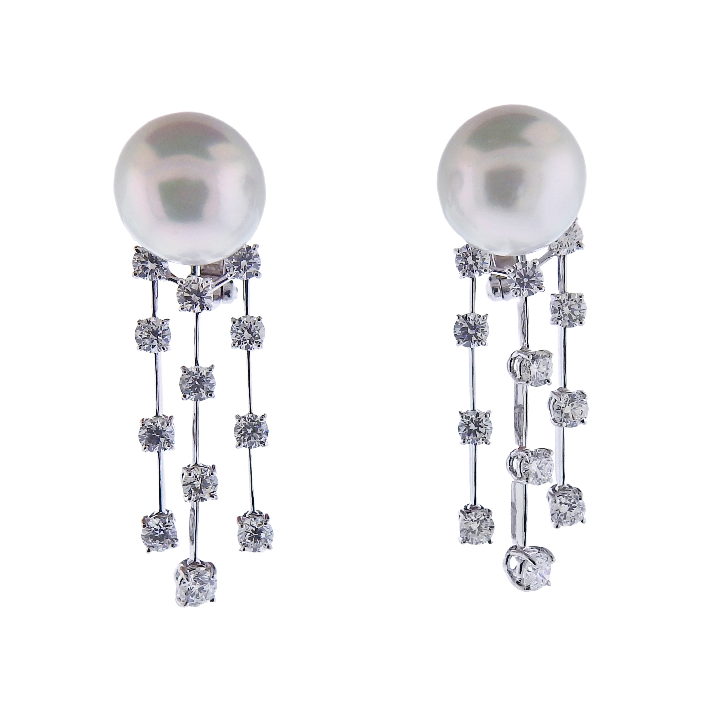 Assael Diamond South Sea Pearl Gold Drop Earrings - Replica Luxury Handbag Store