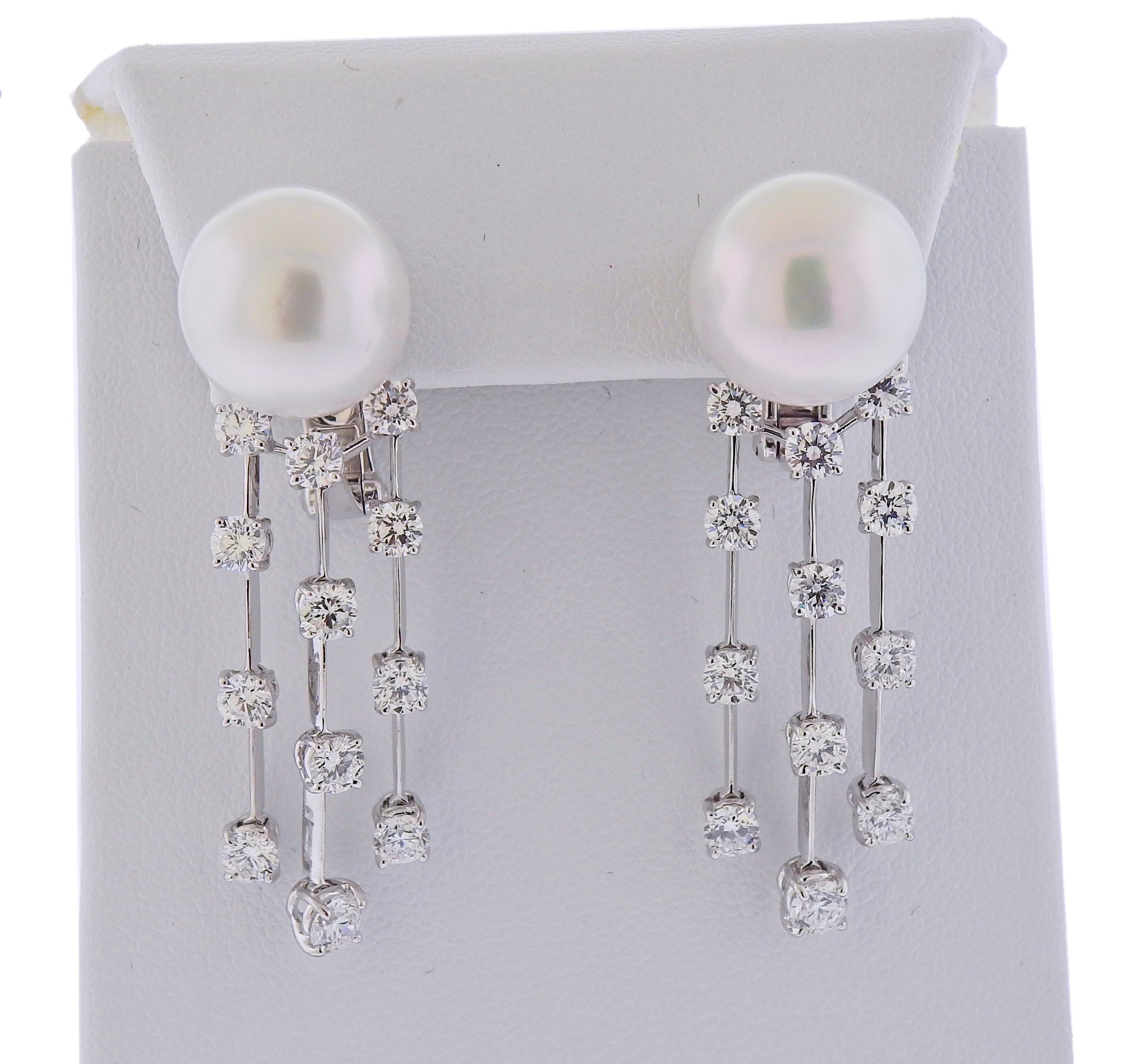 Assael Diamond South Sea Pearl Gold Drop Earrings - Replica Luxury Handbag Store